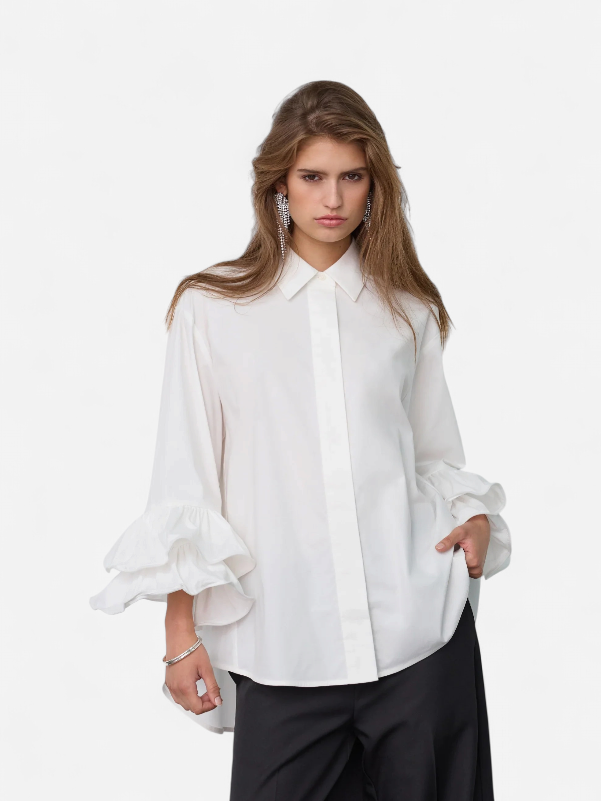 Co’Couture naisten paitapusero HalenCC Flare Shirt, valkoinen - Kekäle.fi