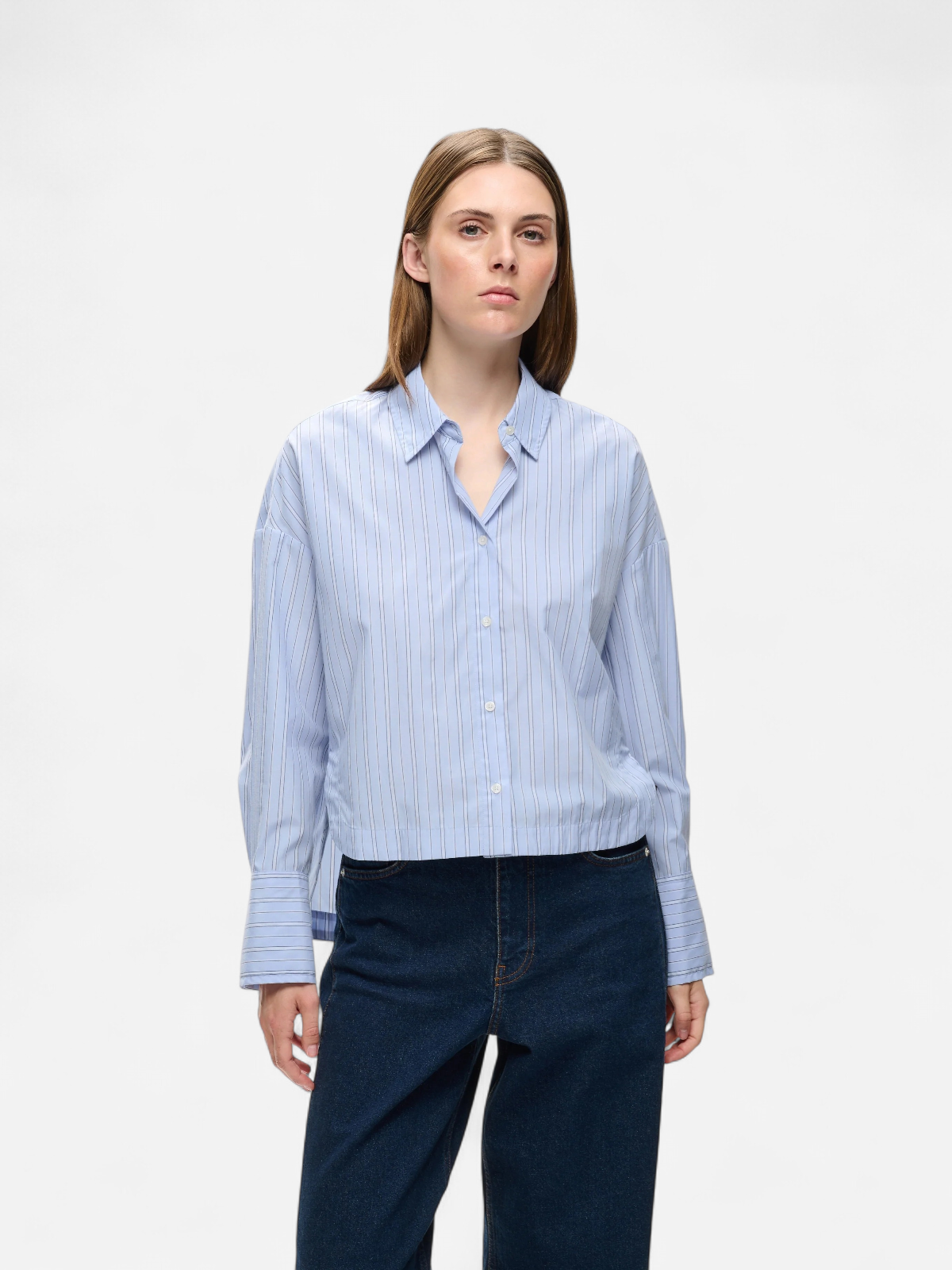 HALENIW SHORT SHIRT DOBBY STIPE BRUNNERA BLUE - Kekäle.fi
