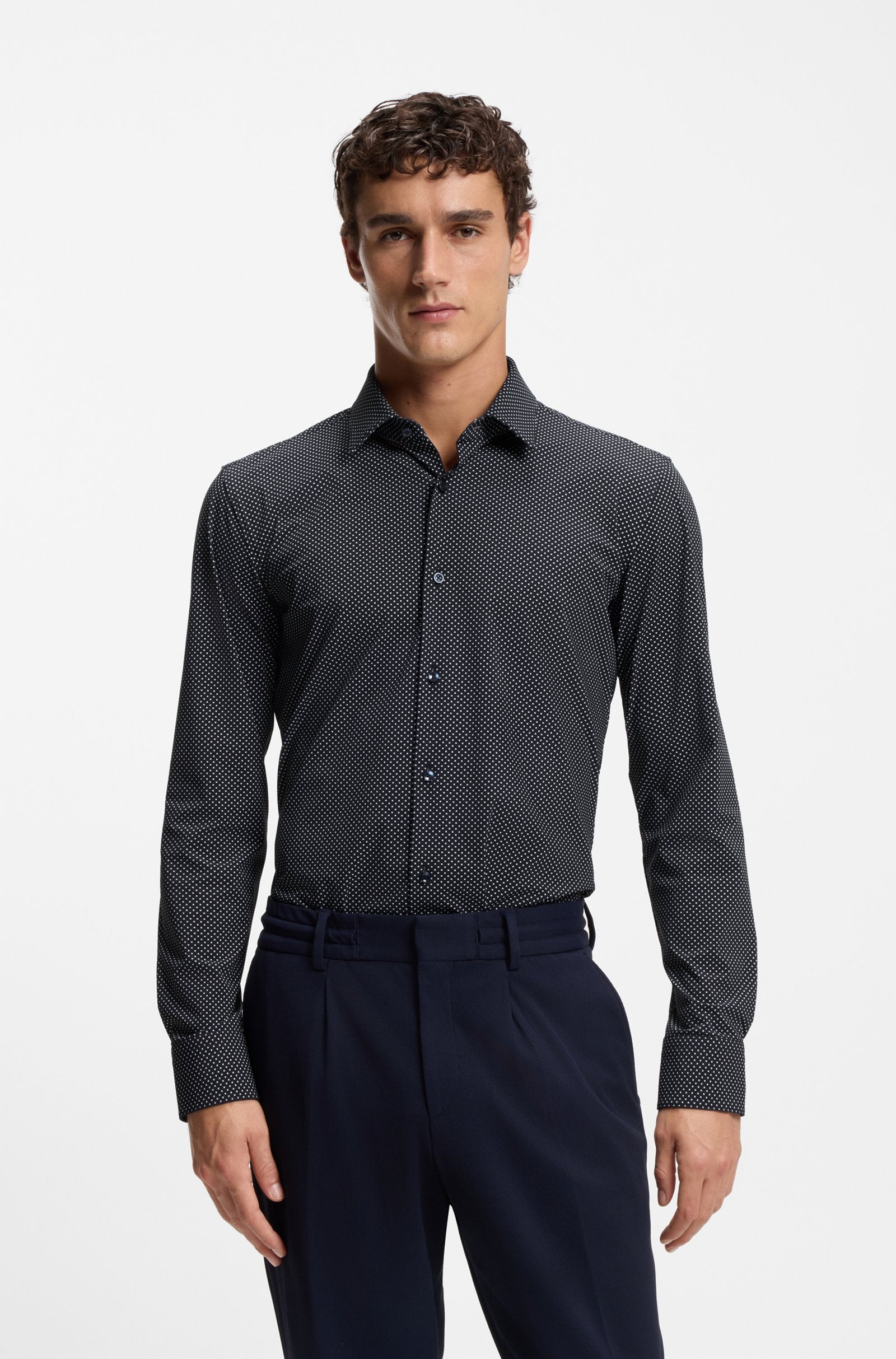 Hugo Boss miesten kauluspaita P-HANK-S-K-261 Performance Stretch, tummansininen