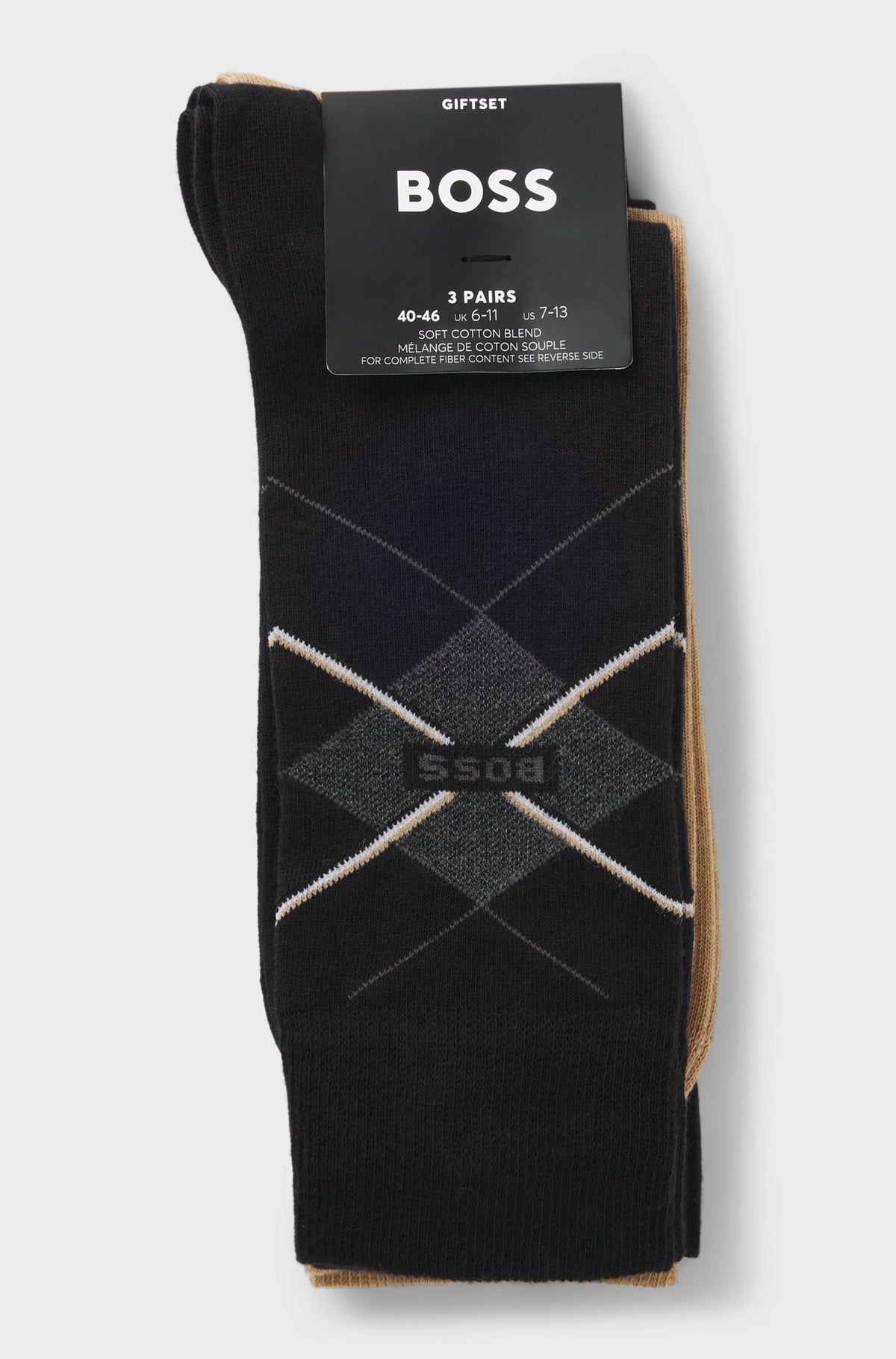 Hugo Boss miesten sukat 3P Giftset Argyle, beige