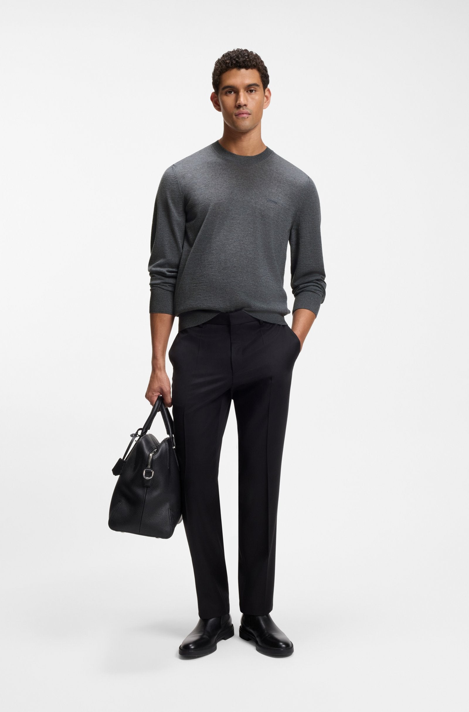 Hugo Boss miesten neulepusero H-Leno-L, keskiharmaa