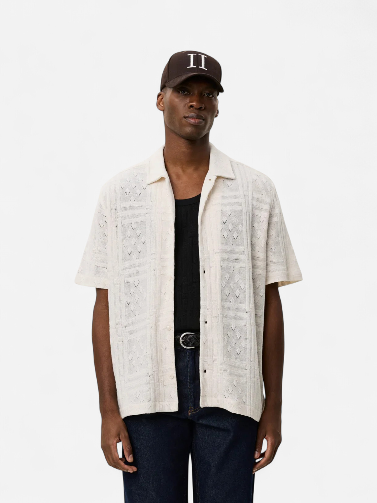 Les Deux miesten paita Hector Pointelle Ss Shirt, luonnonvalkoinen - Kekäle.fi