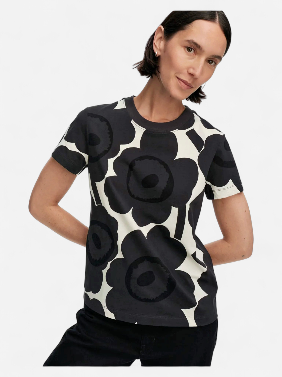 Marimekko naisten t-paita Heleys Unikko, mustavalkoinen - Kekäle.fi
