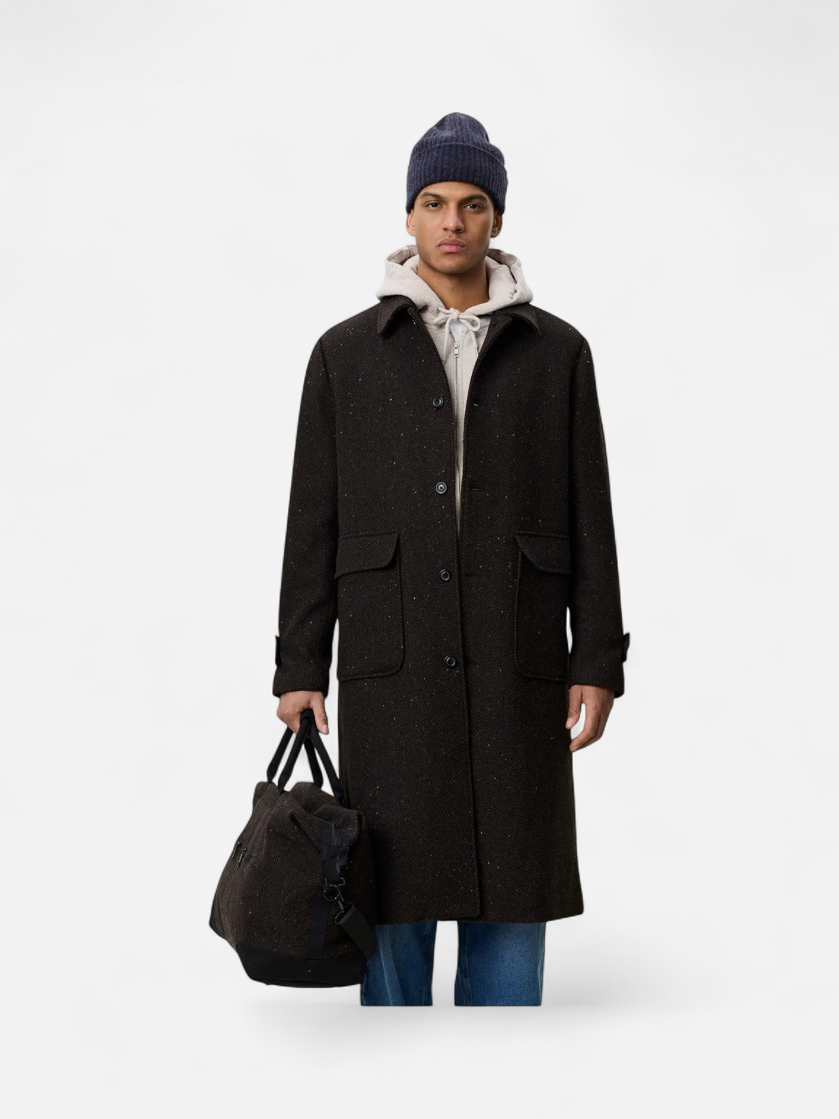 HERRINGBONE WOOL COAT TUMMANRUSKEA - Kekäle.fi