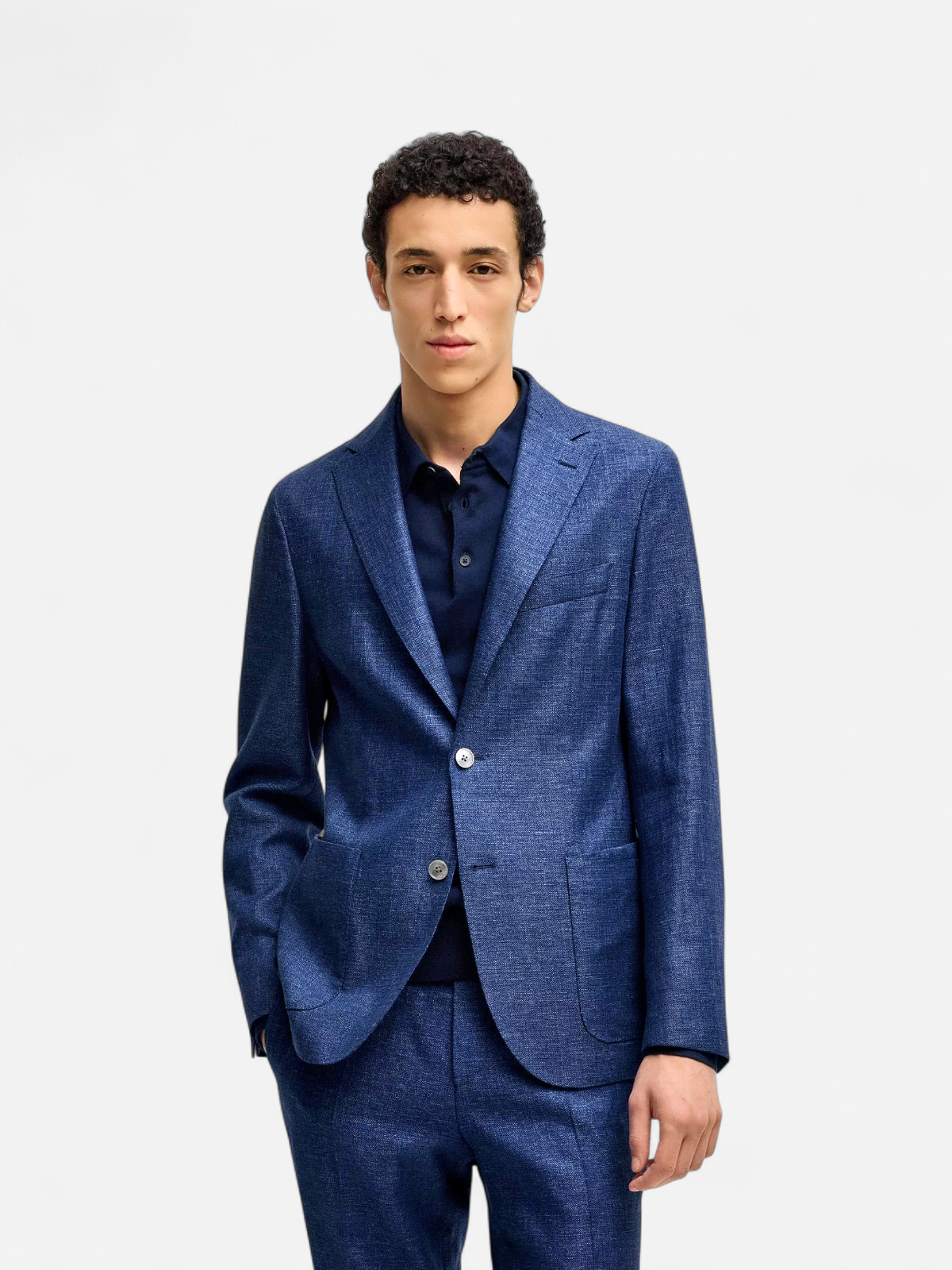 Hugo Boss miesten bleiseri, C-HANRY LINEN WOOL BLAZER Tummansininen - Kekäle.fi