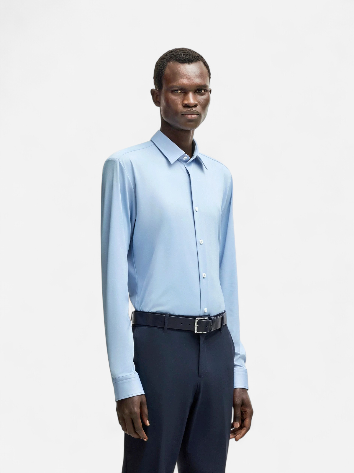 Hugo Boss miesten kauluspaita, P-ROAN PERFORMANCE STRECH OXFORD Keskisininen - Kekäle.fi