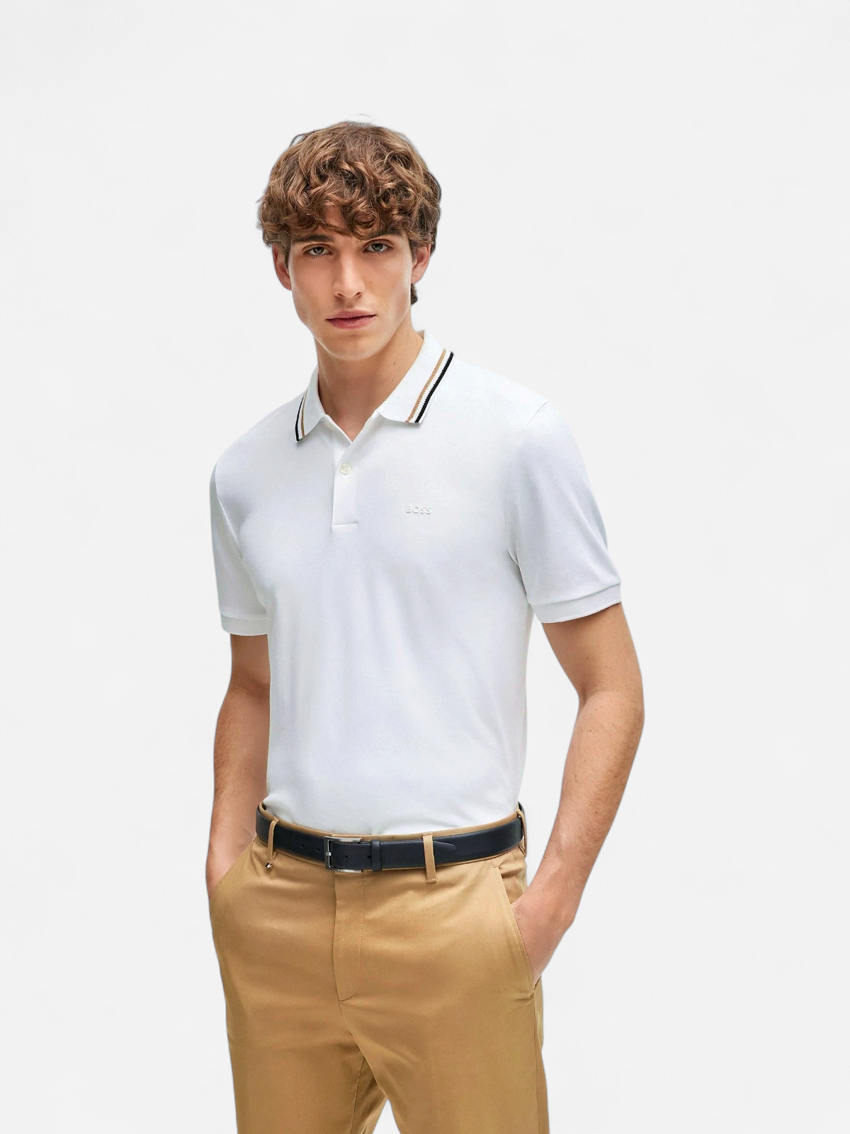 Hugo Boss Miesten Trikoo T-paita polokauluksella, PENROSE 38 NOS Valkoinen - Kekäle.fi
