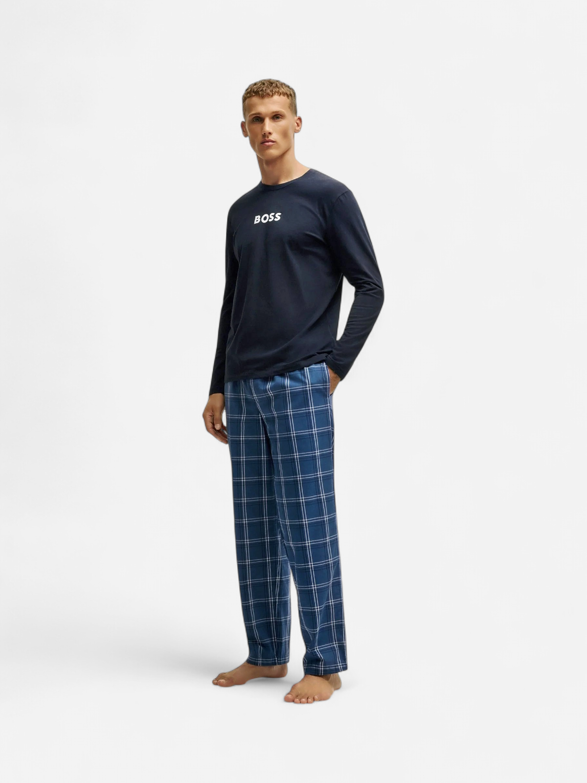Hugo Boss miesten pyjama, K EASY LONG SET Tummansininen - Kekäle.fi