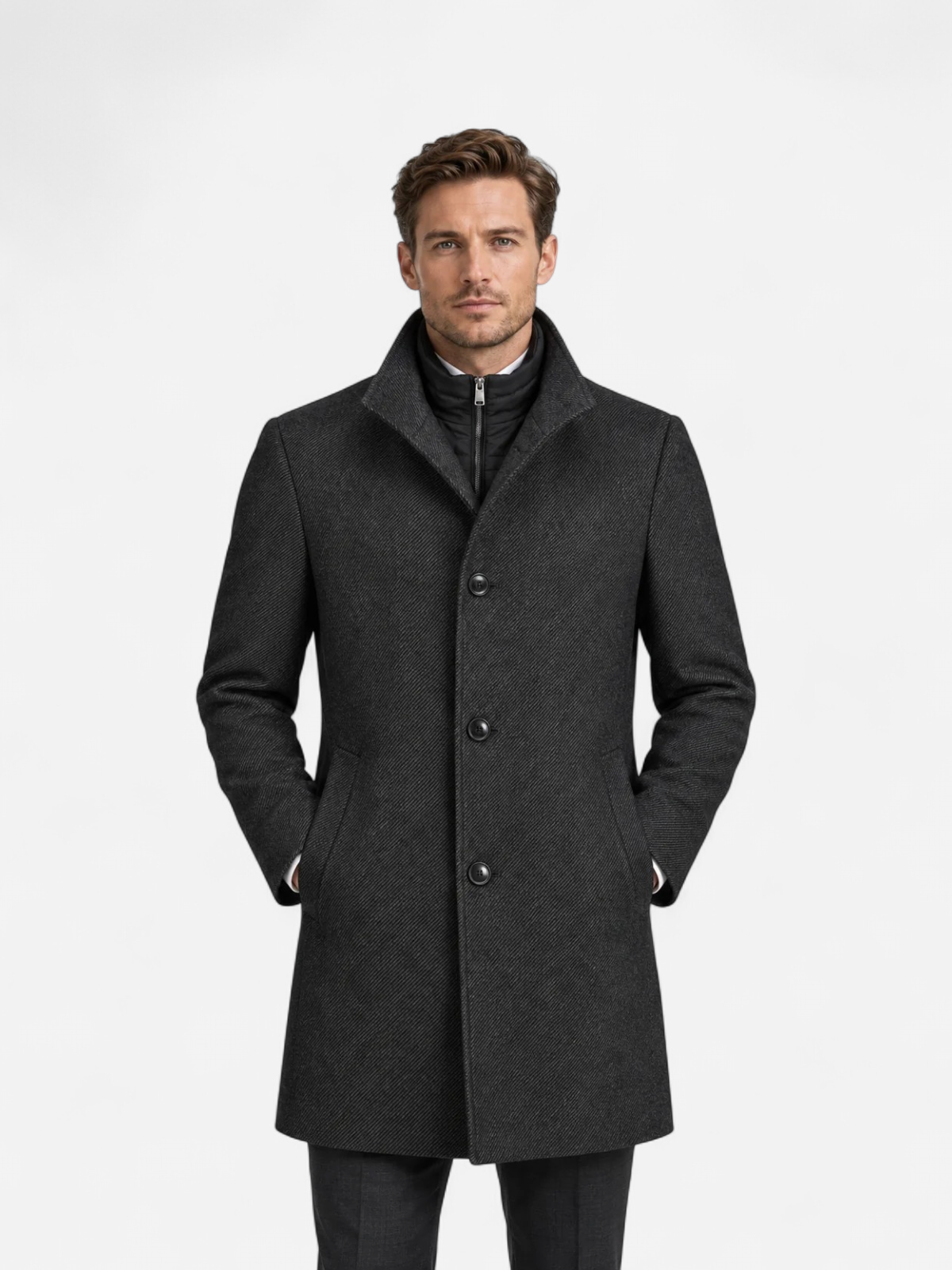Hugo Boss miesten villakangastakki Hyde Bib 254, harmaa kuosillinen - Kekäle.fi