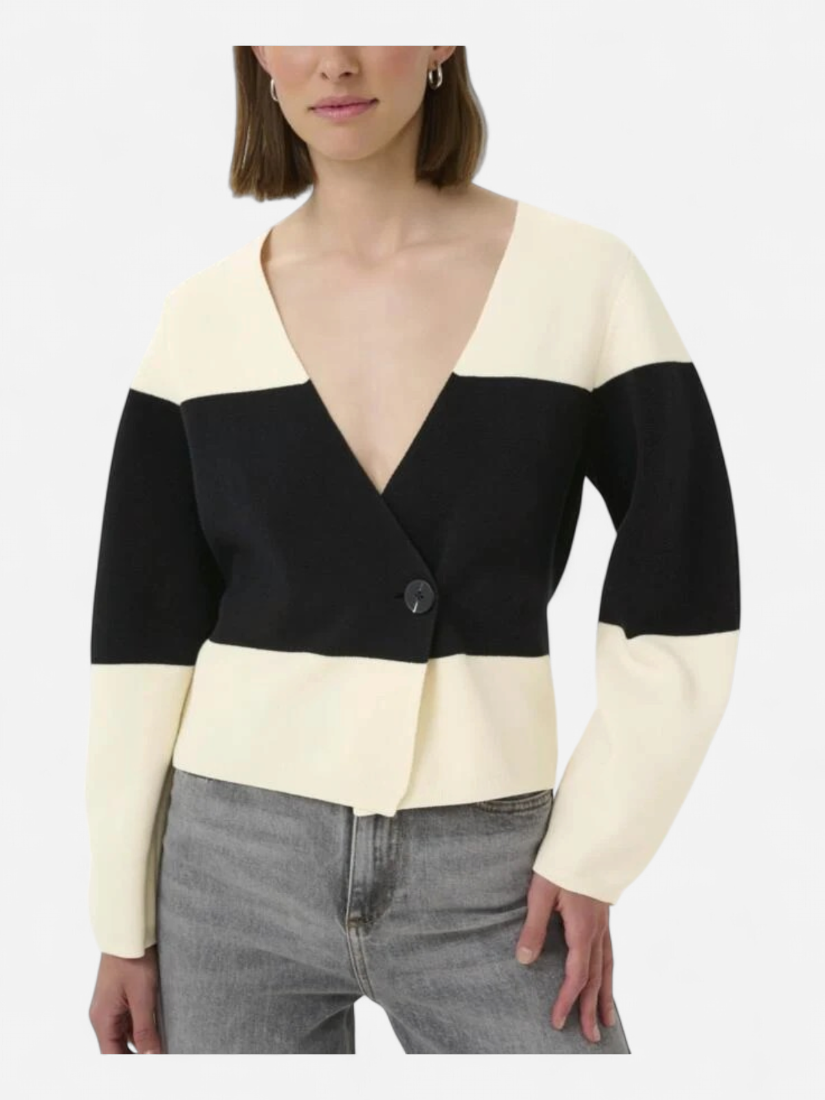 Inwear naisten neuletakki, KAYLLAIW CARDIGAN Whisper White / Black - Kekäle.fi