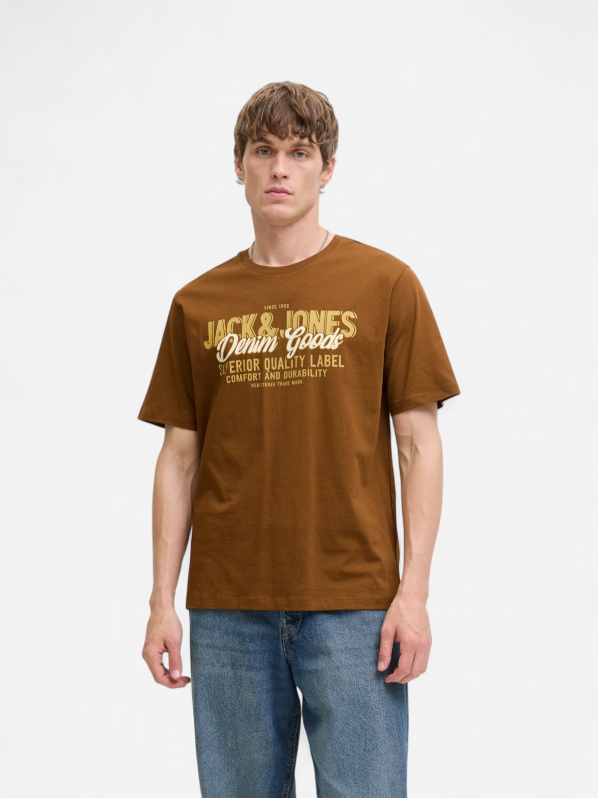 Jack and Jones miesten t-paita, JJELOGO TEE SS O-NECK 2 COL AW25 SN Monks Robe - Kekäle.fi