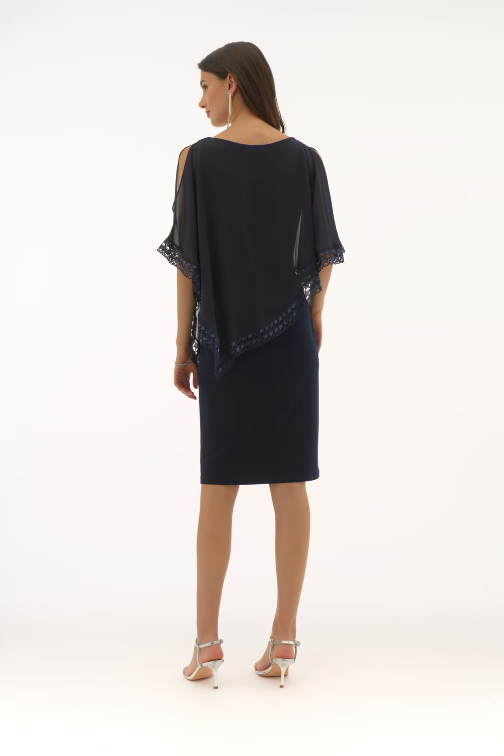 Ribkoff naisten mekko Silky Knit and Shiffon Poncho Dress, tummansininen