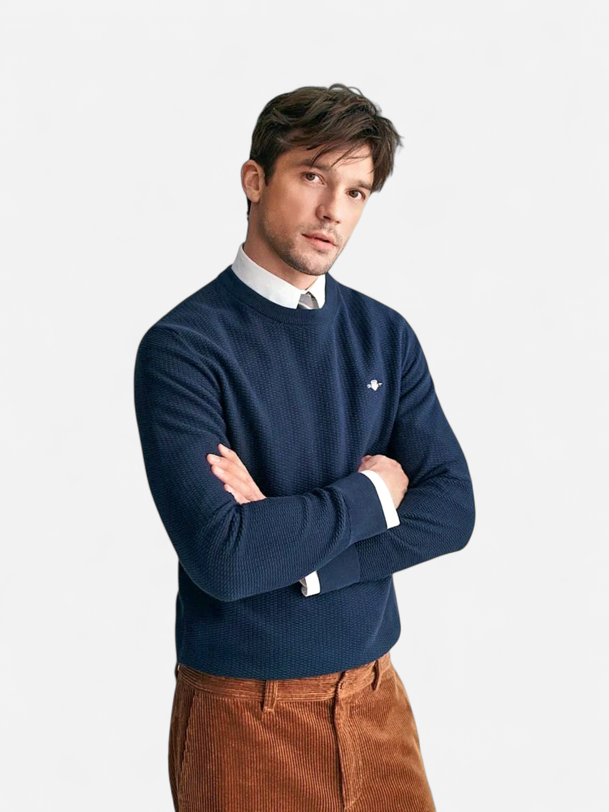 Gant miesten neulepusero, K COTTON MICRO TEXTURED C-NECK TUMMANSININEN - Kekäle.fi
