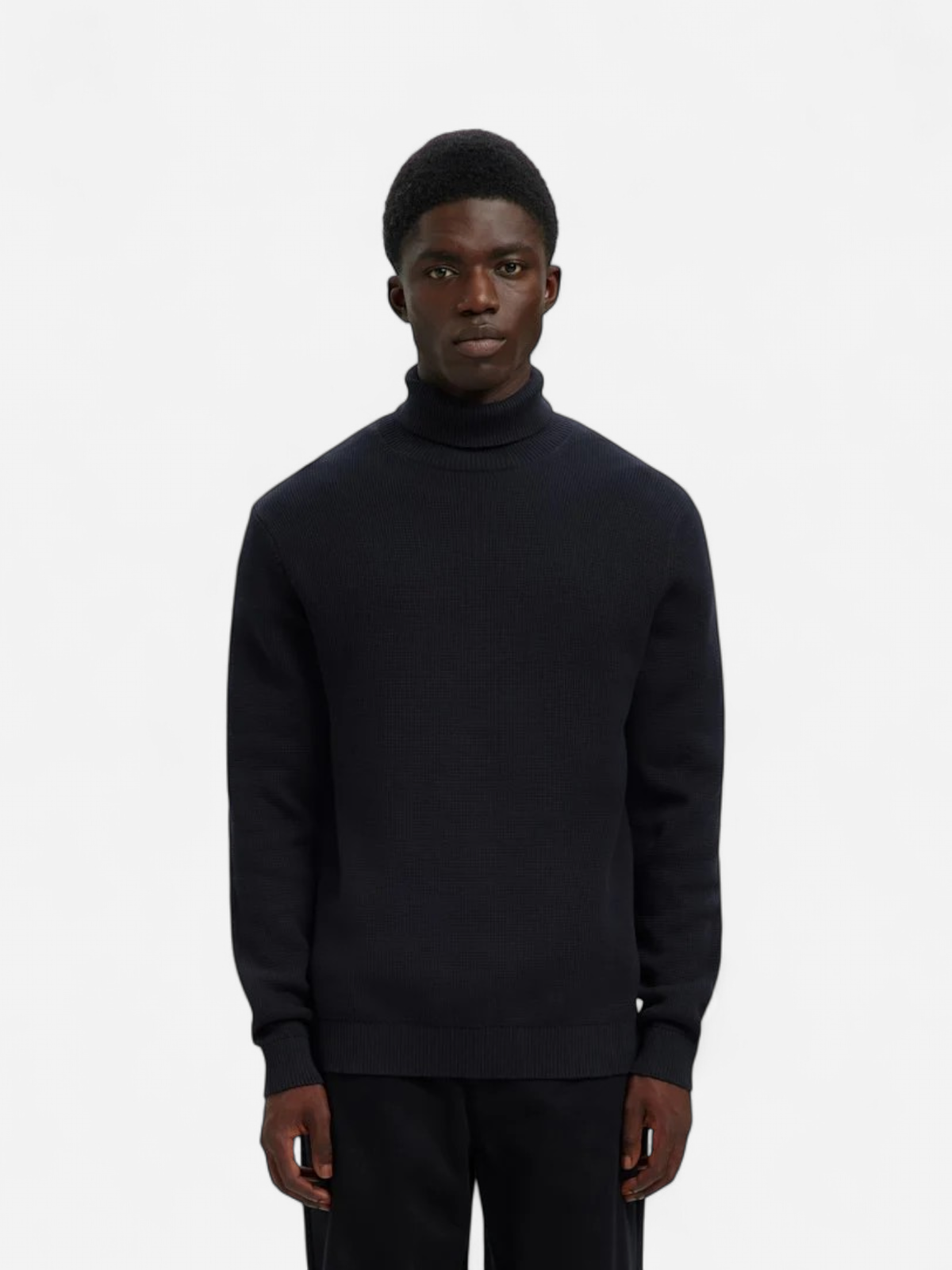 Selected miesten neulepusero K DANE LS KNIT STRUCTURE ROLLNECK NOS, navy - Kekäle.fi