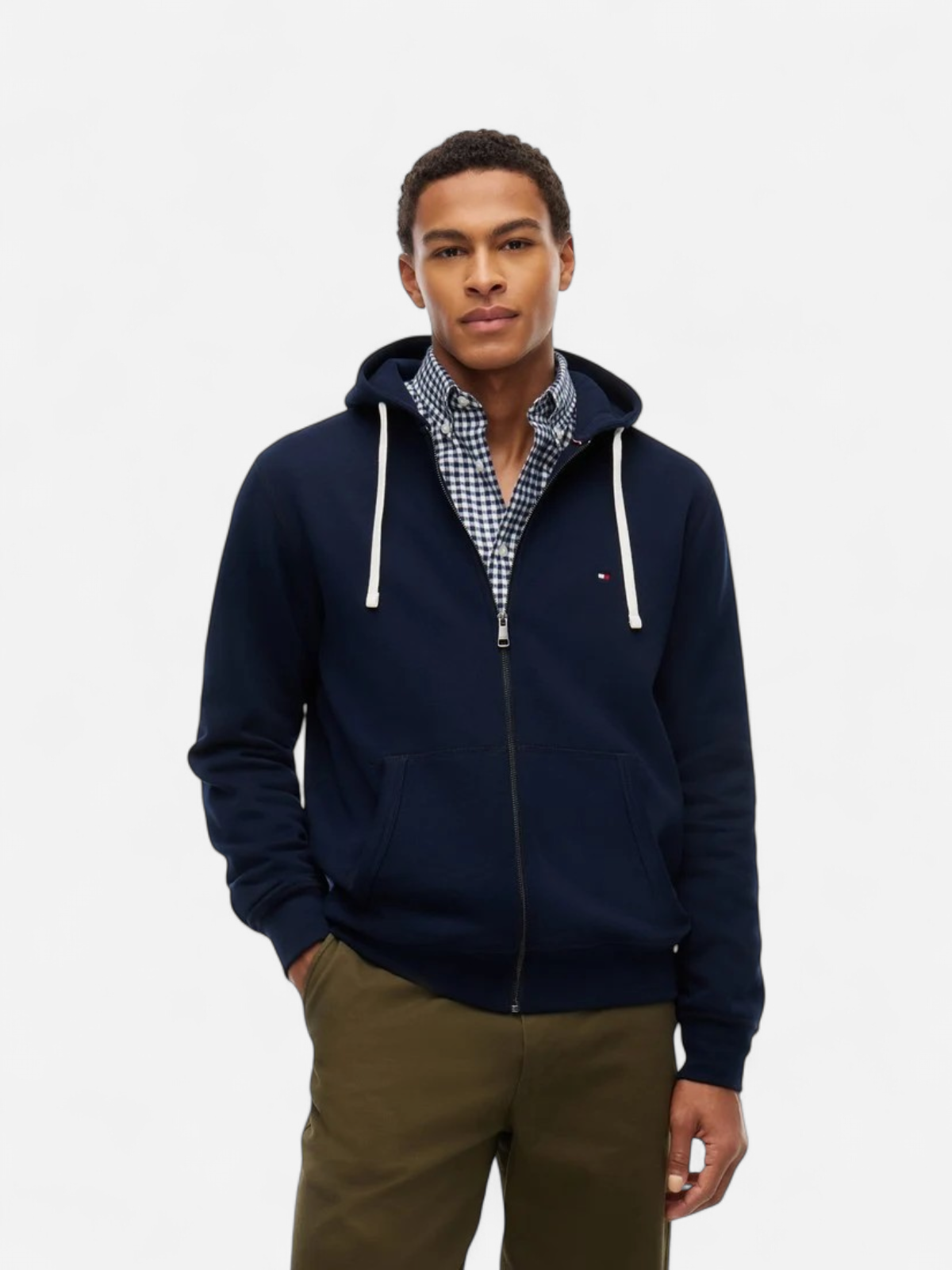 Tommy Hilfiger miesten collegetakki Fleece Zip-Thru Hoody, Desert Sky - Kekäle.fi