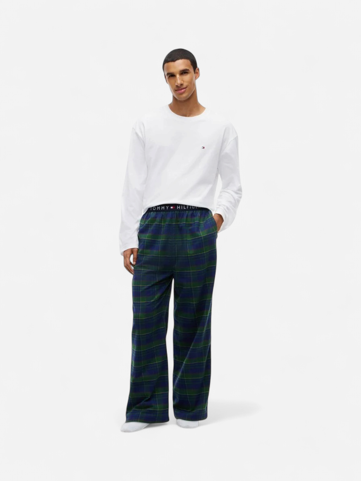 Tommy Hilfiger miesten pyjamahousut K Flannel PJ Pant Waistband, vihreä ruutu - Kekäle.fi