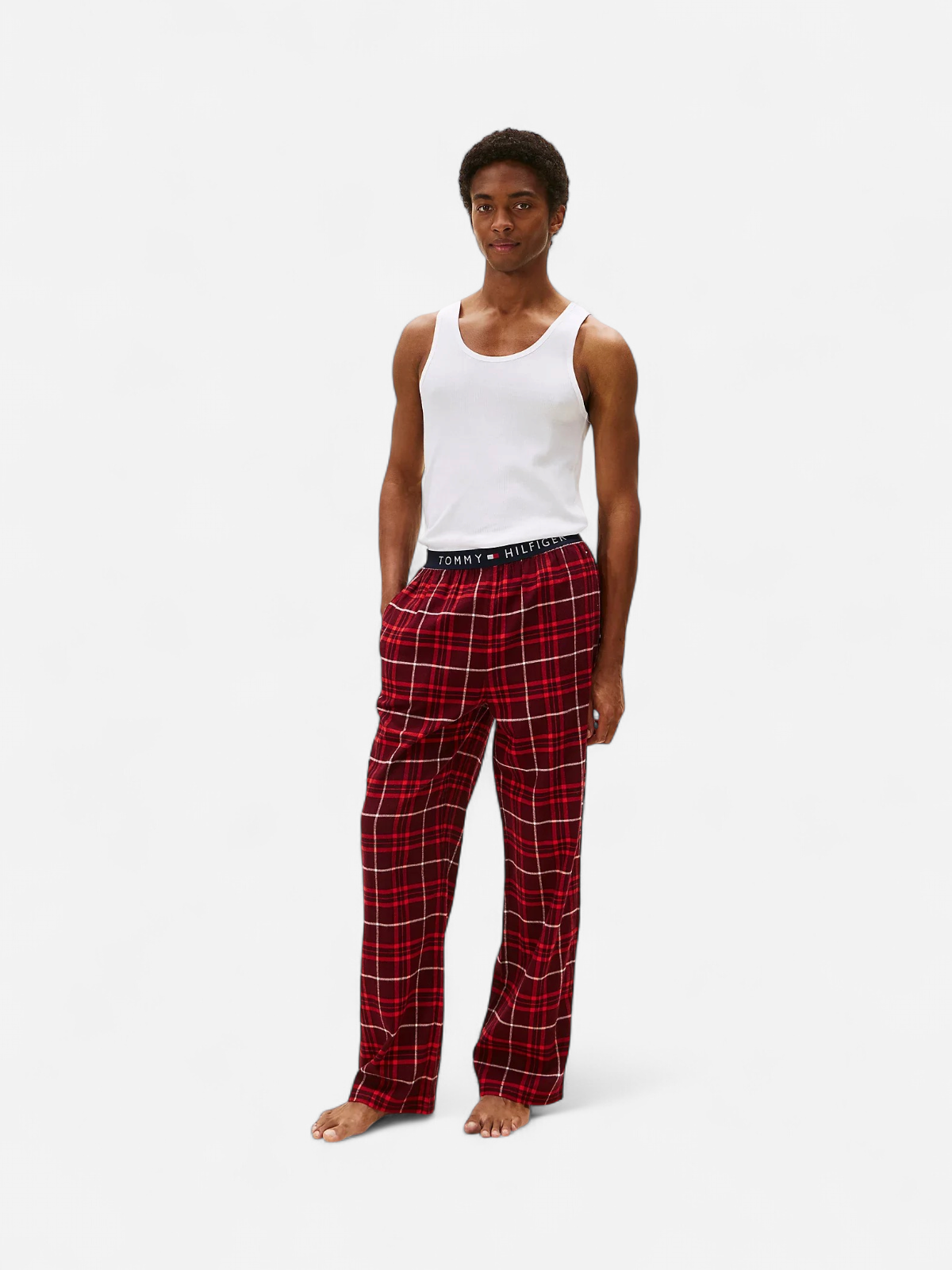 Tommy Hilfiger miesten pyjamahousut K FLANNEL PJ PANT WAISTBAND, punainen ruutu - Kekäle.fi