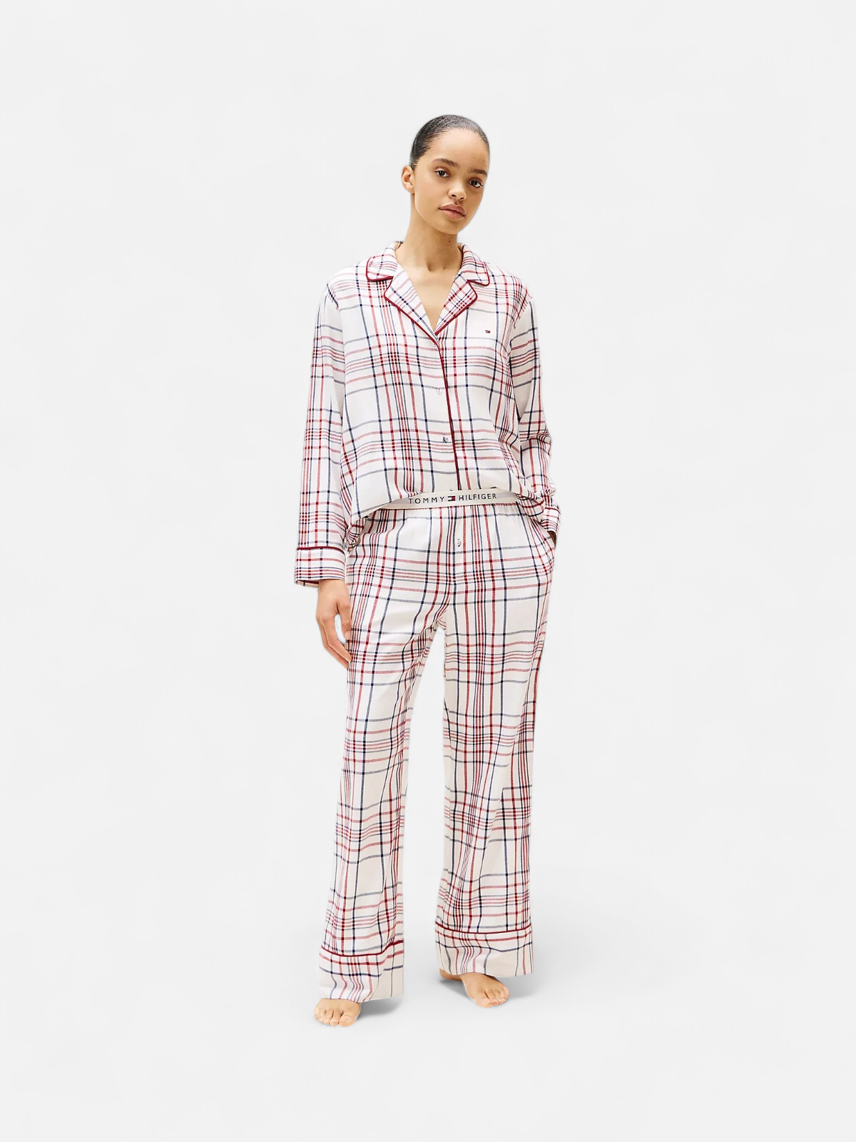 Tommy Hilfiger K-gift LS FLNL Shirt Set Slippers naisten pyjama, monivärinen kuosi - Kekäle.fi
