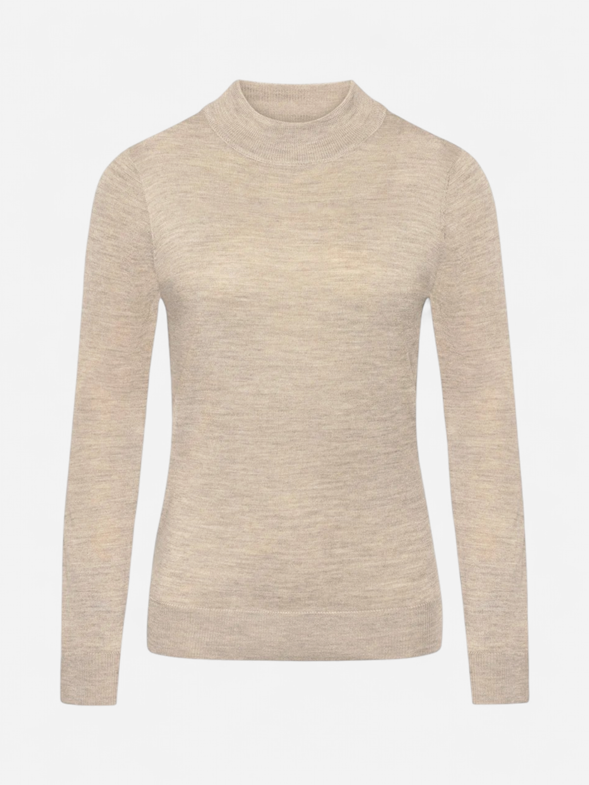Claire naisten neulepusero Paulia Merinowool Turtle Neck, vaalea beige - Kekäle.fi