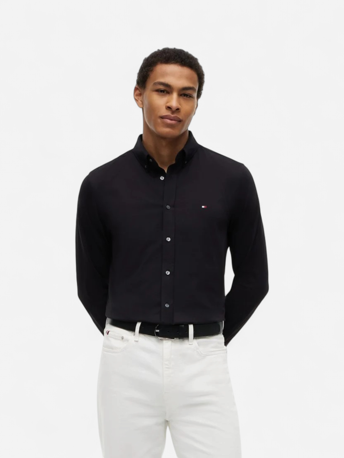 Tommy Hilfiger miesten kauluspaita Performance Slim Shirt, musta - Kekäle.fi