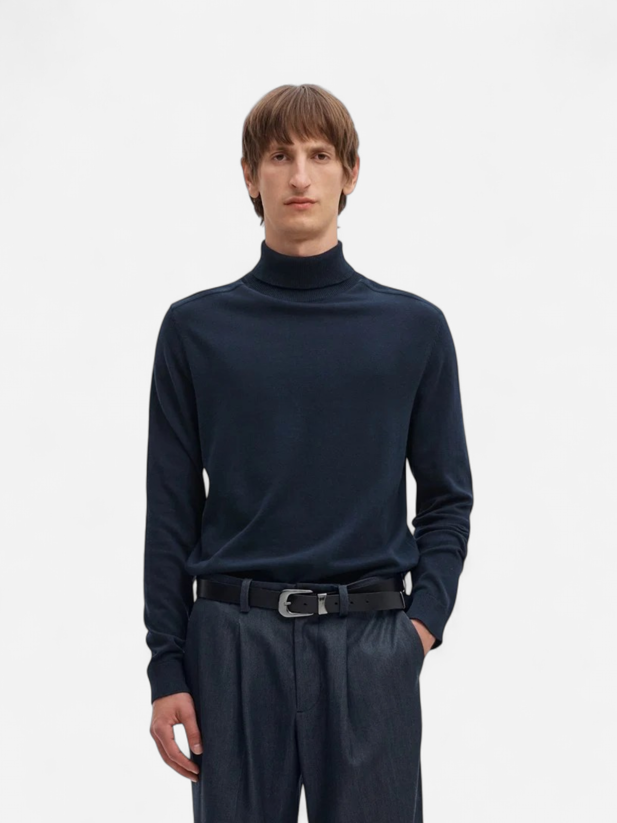 Selected miesten neulepusero Slhberg Roll Neck B Noos, Navy Blazer Melange - Kekäle.fi