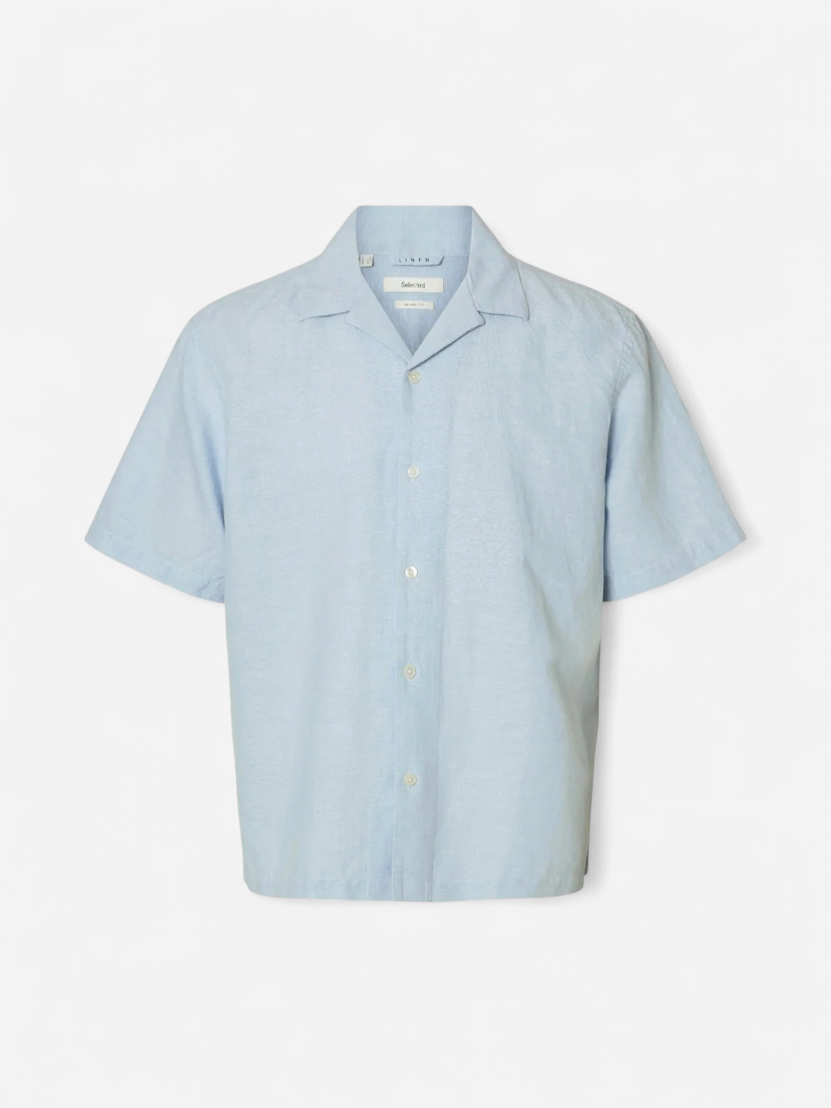 K SLHREGCLAY RESORT LINEN BLEND SS SHIRT Dusty Blue Mixed w. - Kekäle.fi