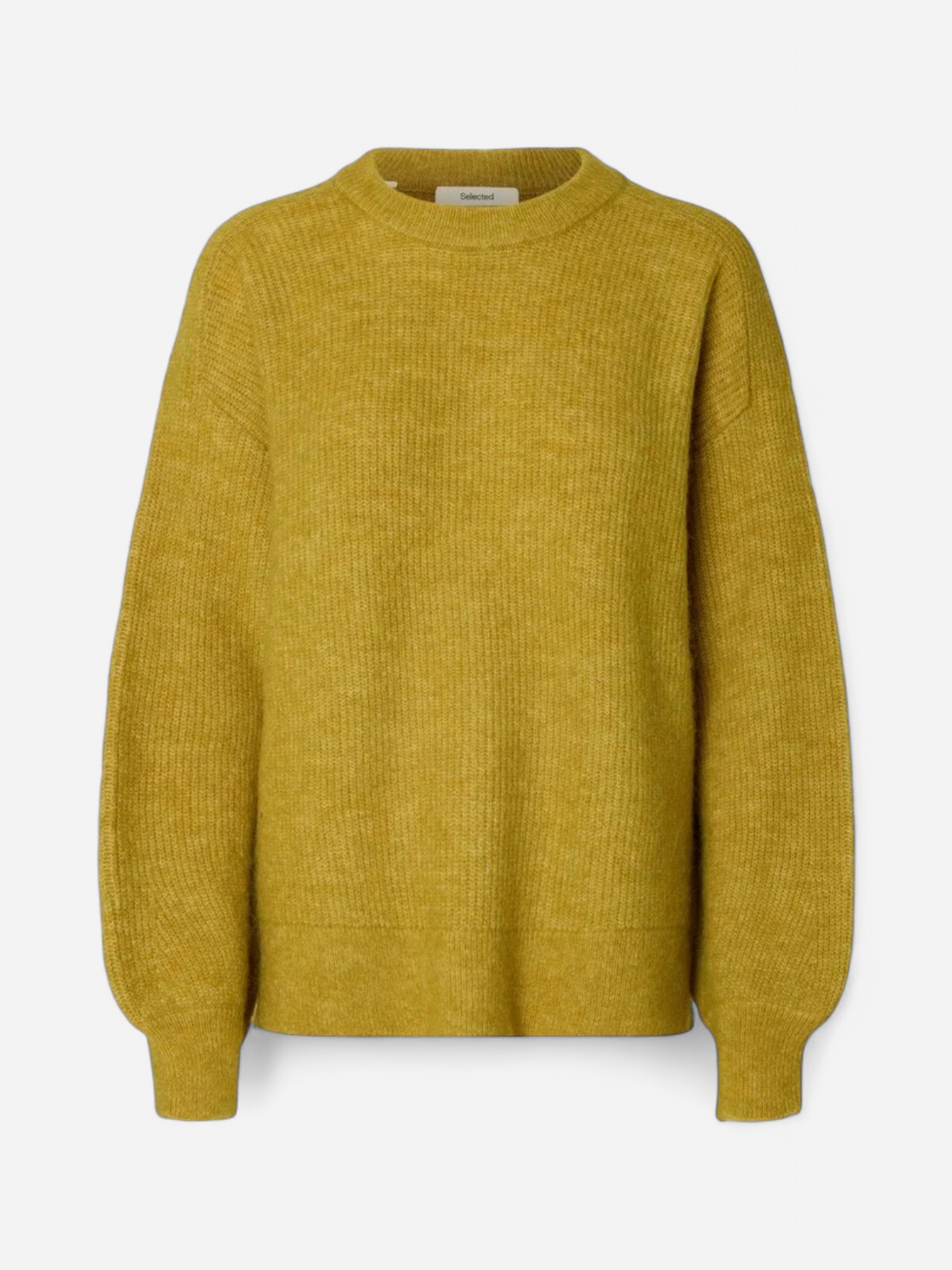 Selected Femme naisten neulepusero Lulu LS Knit Relaxed O-neck, Avocado Oil Melange - Kekäle.fi
