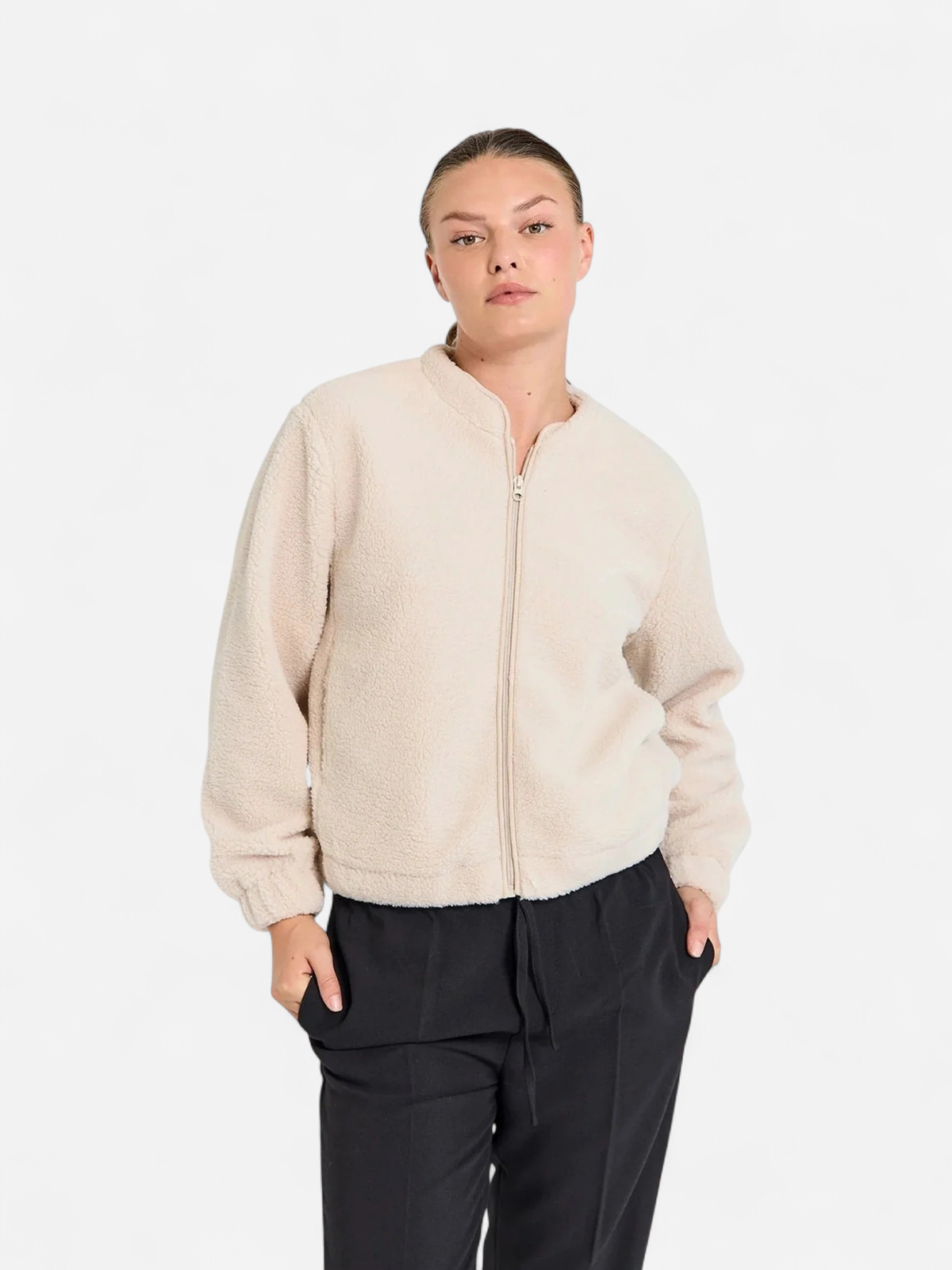 Freequent naisten takki K-TEDDY JACKET, hiekka - Kekäle.fi