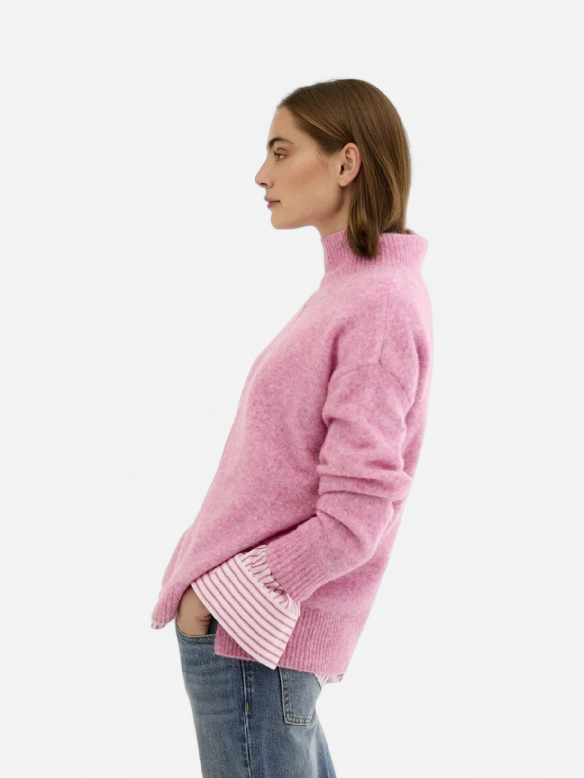 JcSophie naisten neulepusero Krista polo sweater, vaaleanpunainen - Kekäle.fi