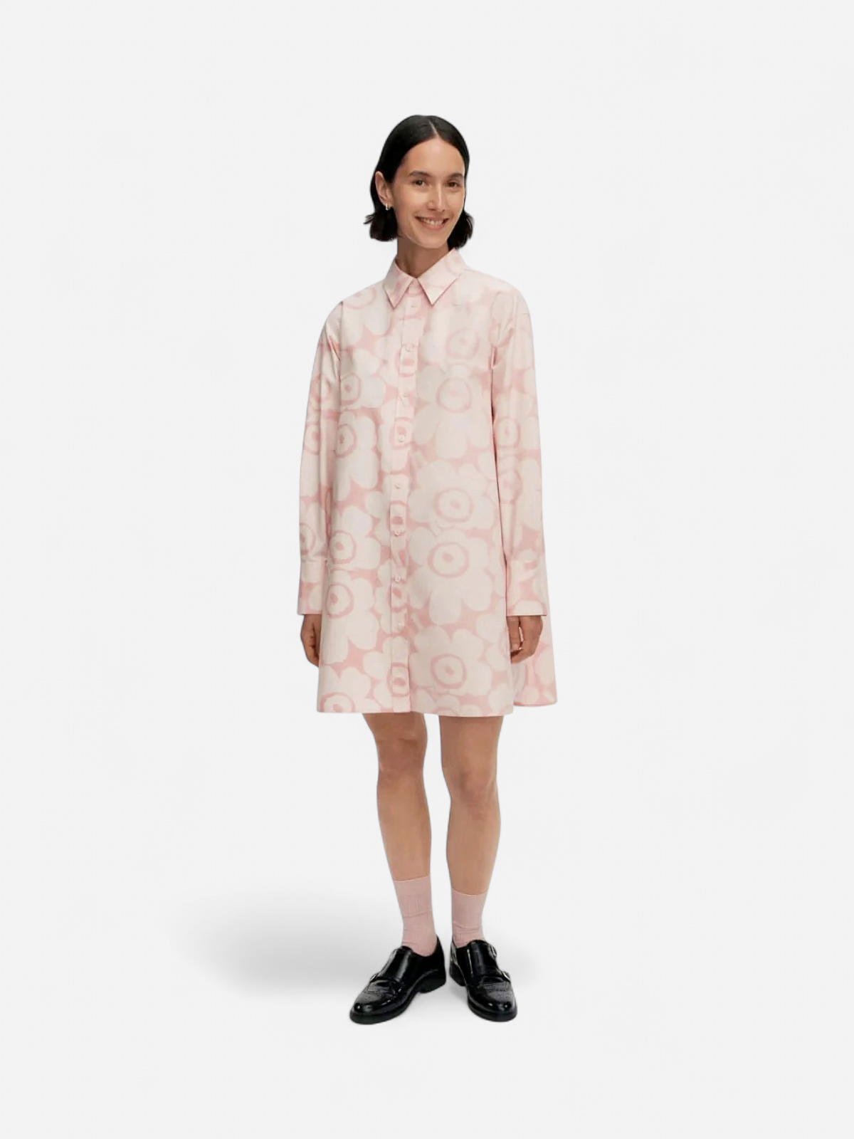 Marimekko paitamekko Kuvitelma Unikko Cotton Shirt Dress, vaaleanpunainen - Kekäle.fi