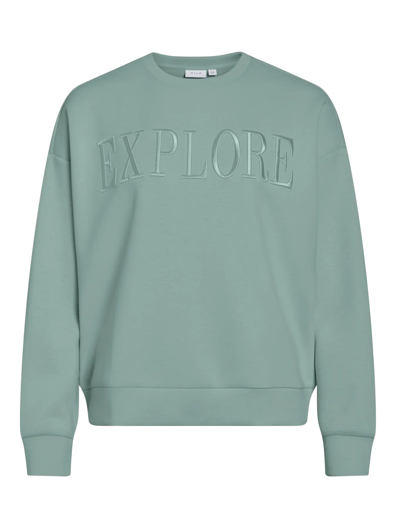 Vila naisten collegepaita VIREFLECT New EMB L/S Sweat Top Explore, Blue surf