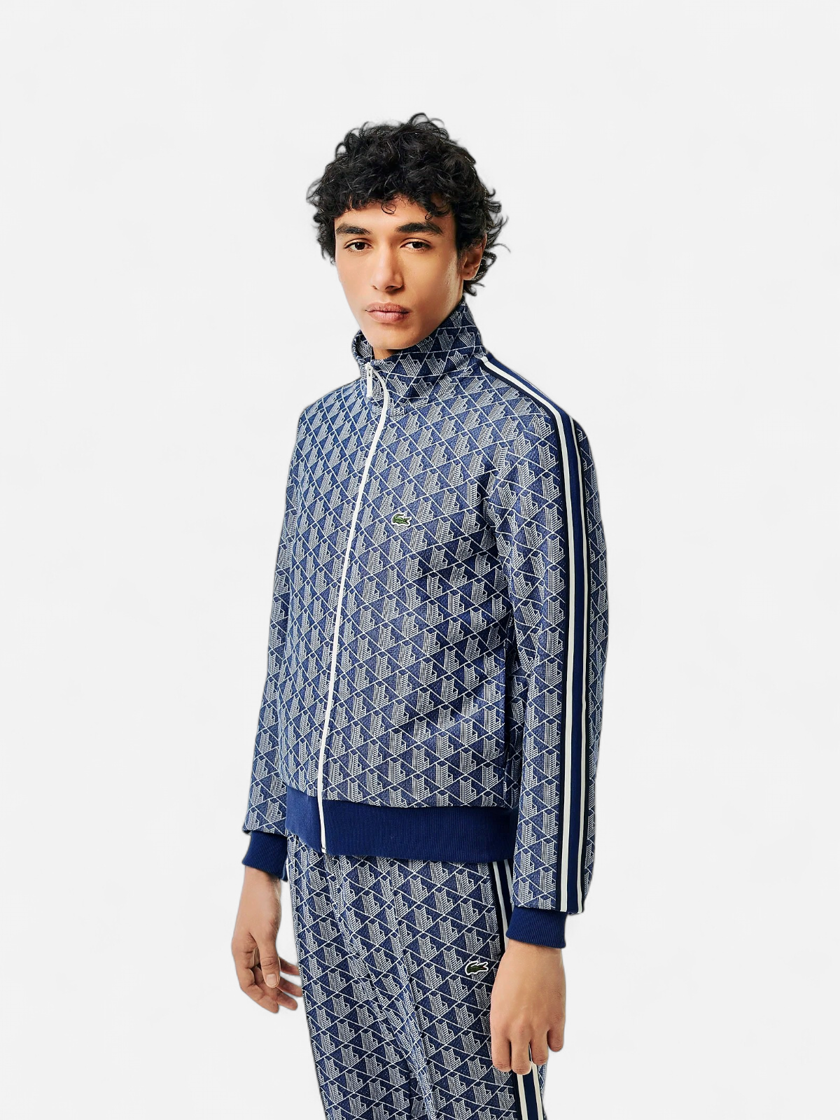 Lacoste Miesten Verryttelytakki, PARIS JACQUARD MONOGRAM ZIPPED Sininen Kuosi - Kekäle.fi
