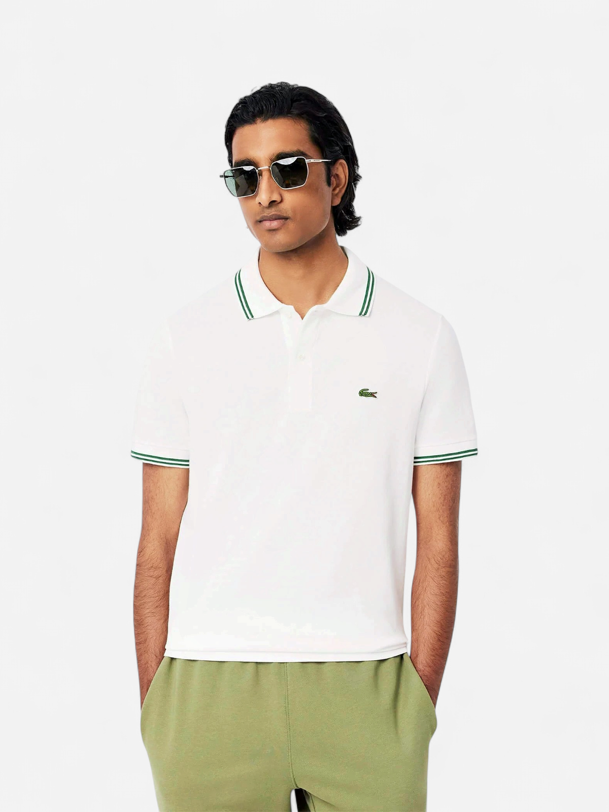 lacosten miesten pikeepaita, RIBBED COLLAR SHIRT Valkoinen - Kekäle.fi