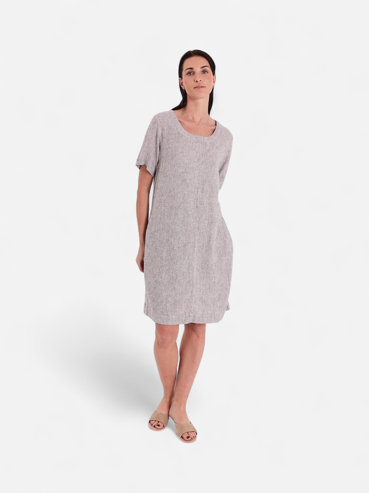 Freequent mekko Lava Dress, raidallinen ruskea - Kekäle.fi