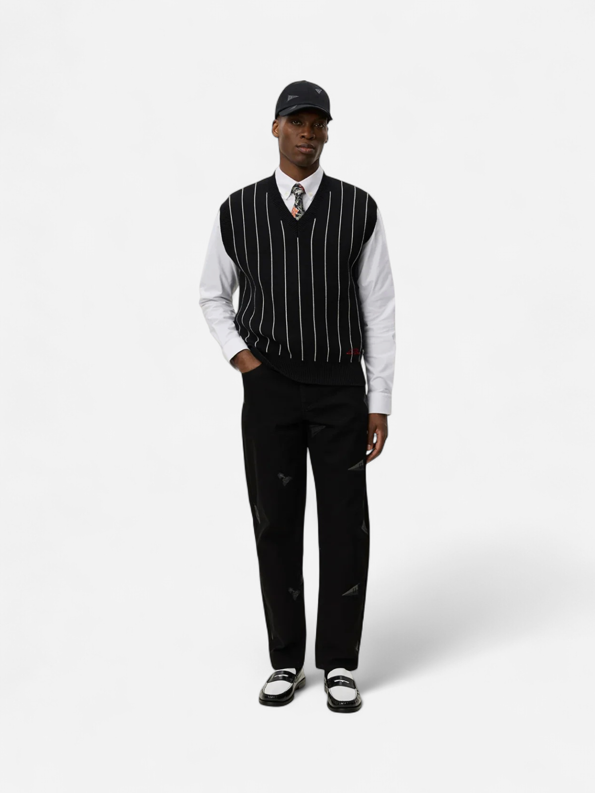 Les Deux miesten liivi, GASTON JACQUARD PINSTRIPE VEST Musta - Kekäle.fi