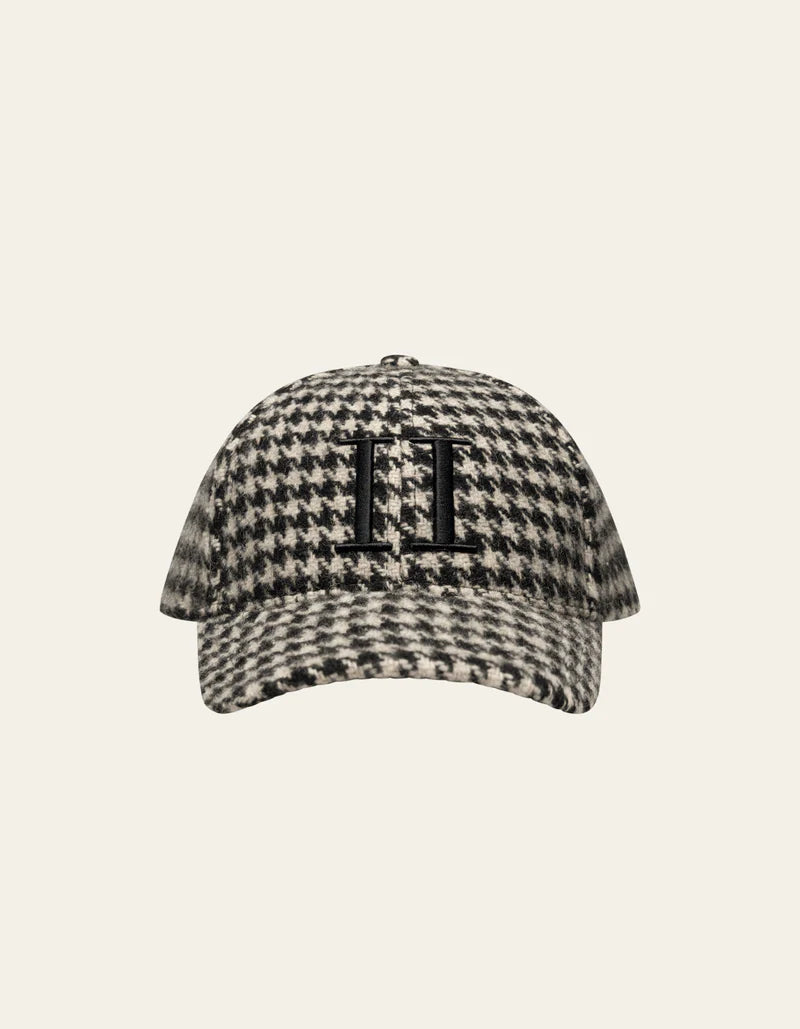 les-deux-miesten-lippis-houndstooth-wool-baseball-cap-mustavalkoinen-1