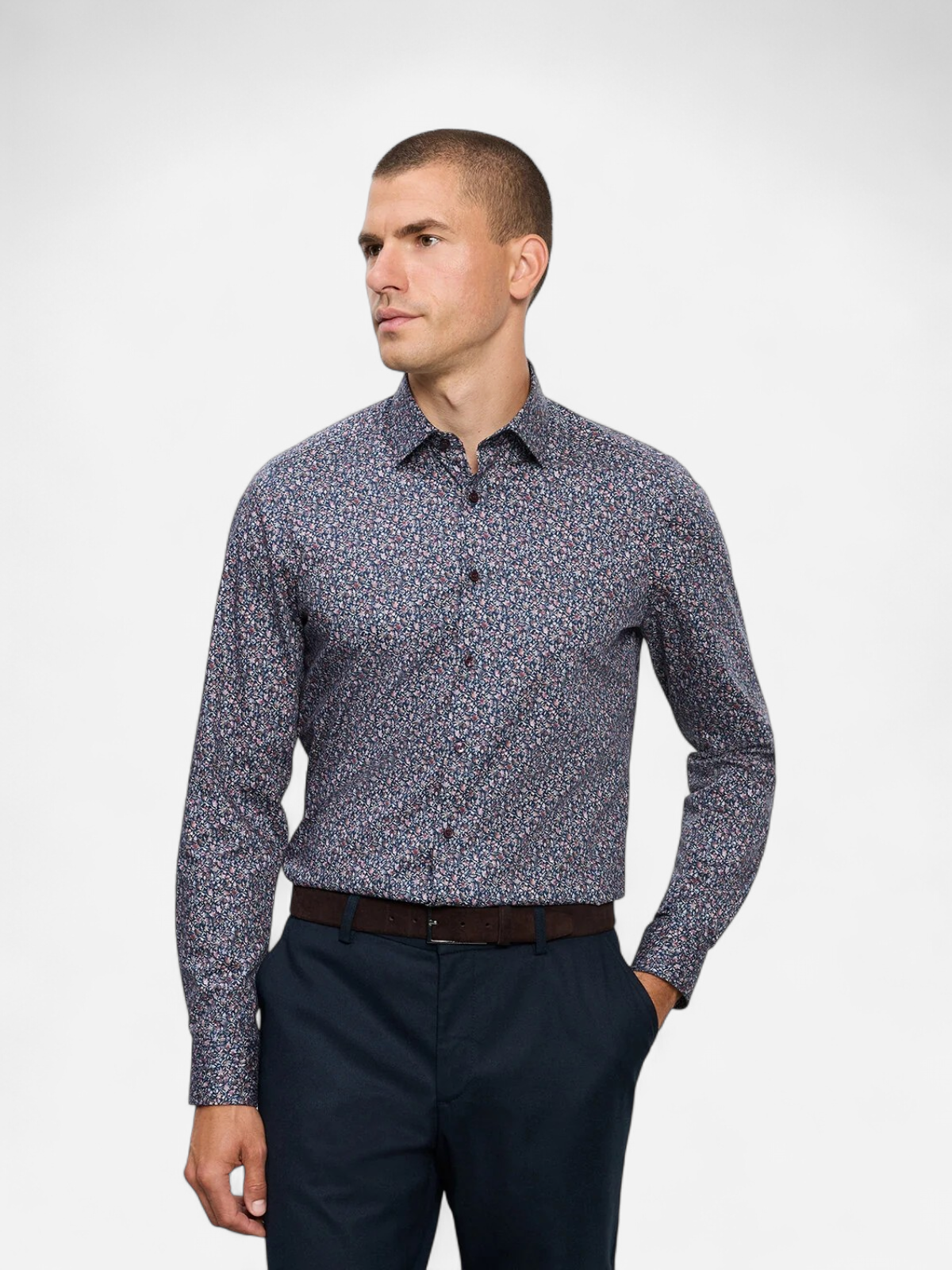 LEVEL5 BODY FIT FLORAL COTTON ELASTANE SININEN KUOSI - Kekäle.fi