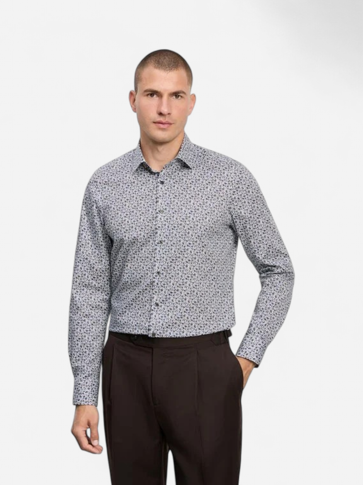 LEVEL5 BODY FIT FLORAL COTTON ELASTANE VALKOPOHJAINEN KUOSI - Kekäle.fi