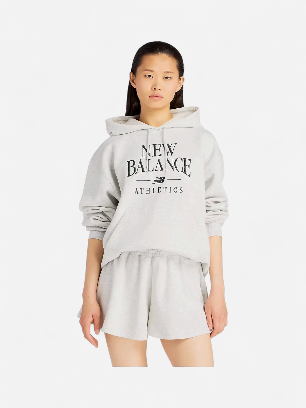 New Balance naisten huppari Linear Heritage Fleece Hoodie, vaaleanharmaa - Kekäle.fi