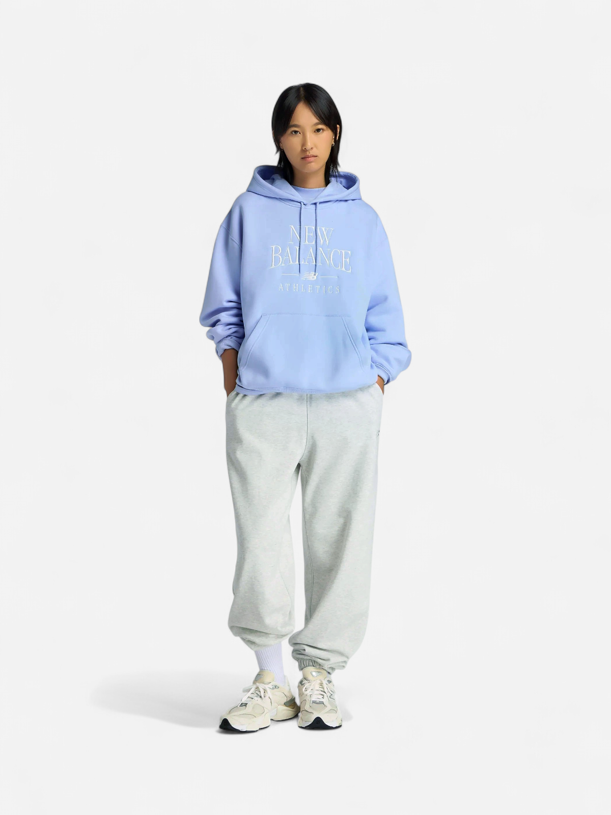 New Balance naisten huppari Linear Heritage Fleece Hoodie, lila - Kekäle.fi