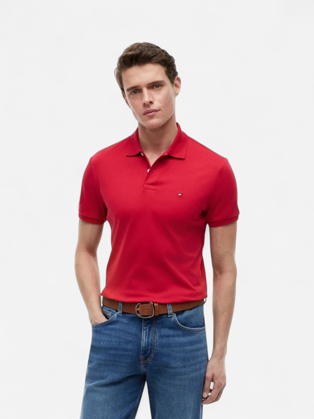 Tommy Hilfiger miesten pikeepaita Liquid Cotton Regular Fit Polo Shirt, punainen - Kekäle.fi