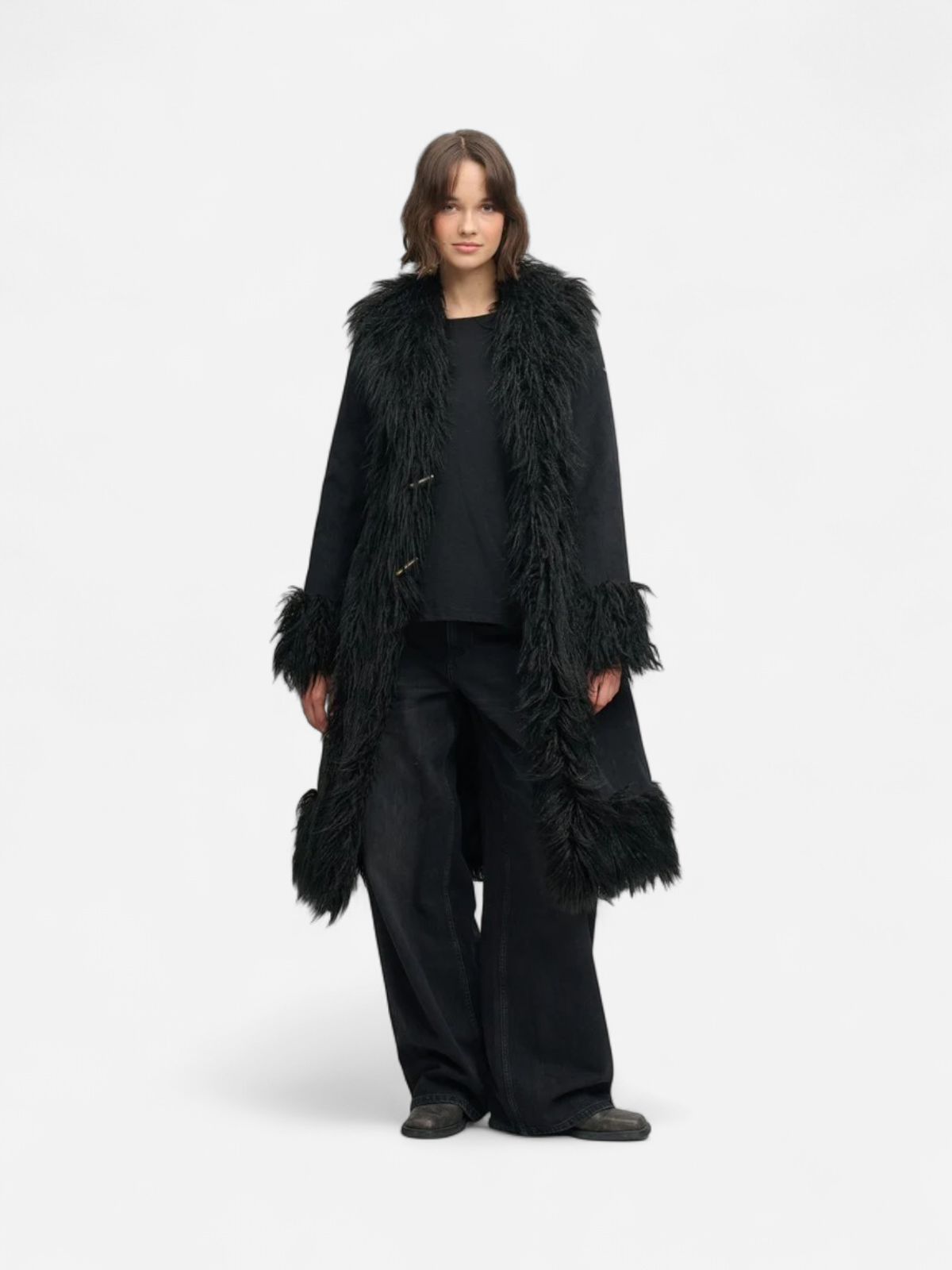 Superdry naisten tekoturkistakki Long Afghan Coat, musta - Kekäle.fi