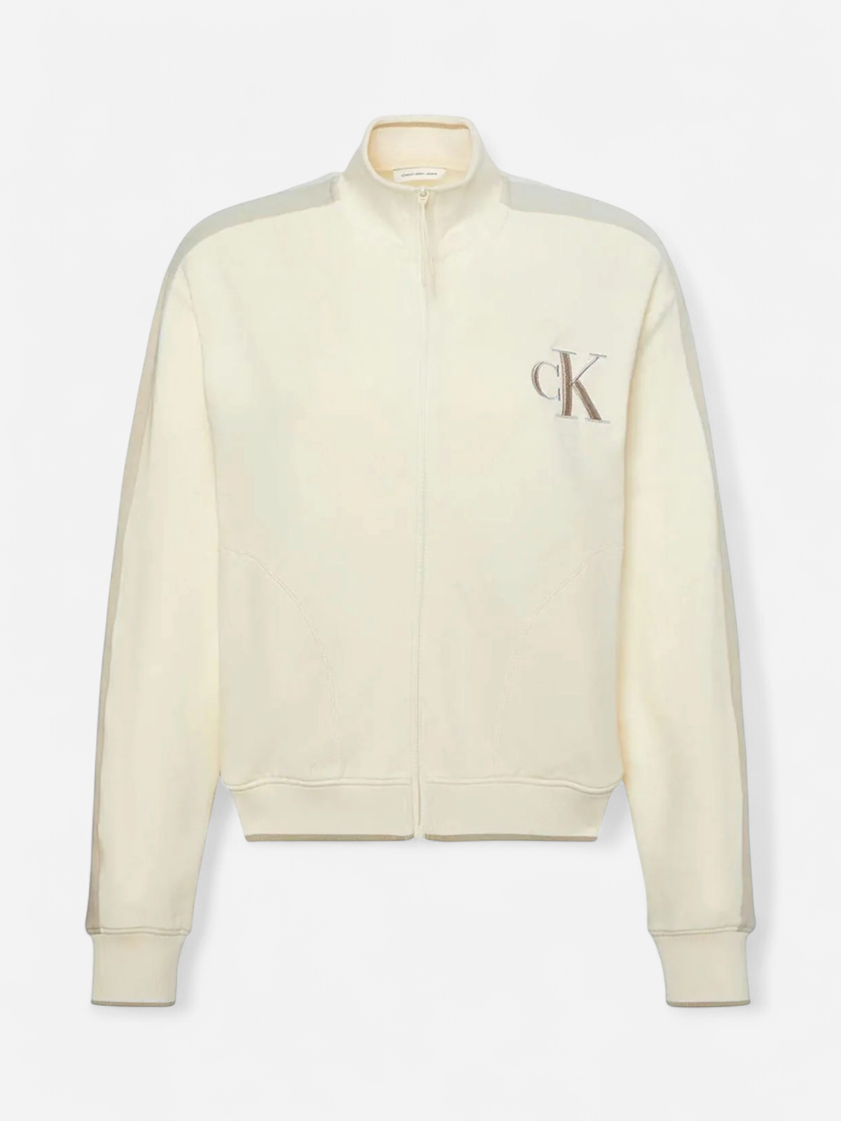 Calvin Klein Jeans naisten paita LS Stretch Terry FZ Track Jacket, luonnonvalkoinen - Kekäle.fi