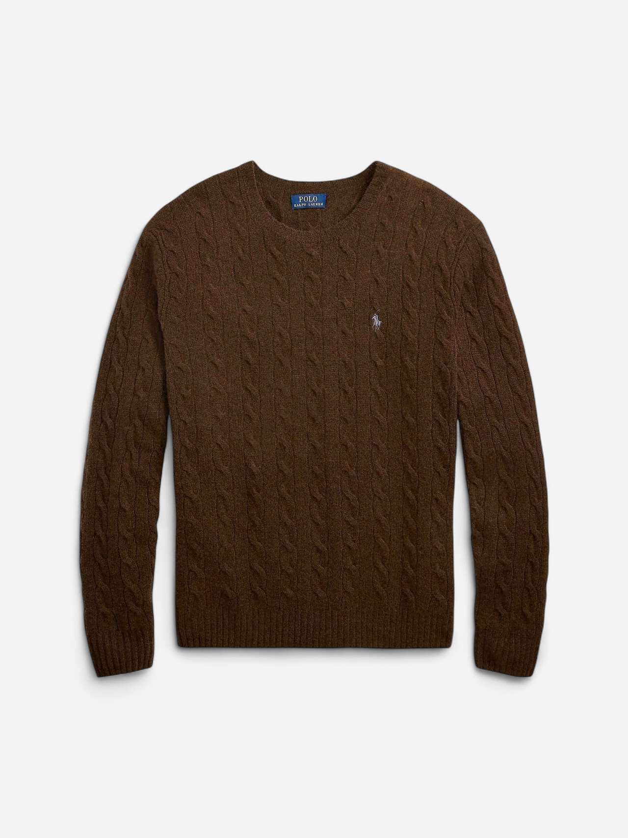 Polo Ralph Lauren miesten neulepusero LSCABLECNPP LONG SLEEVE PULLOVER, tummanruskea - Kekäle.fi