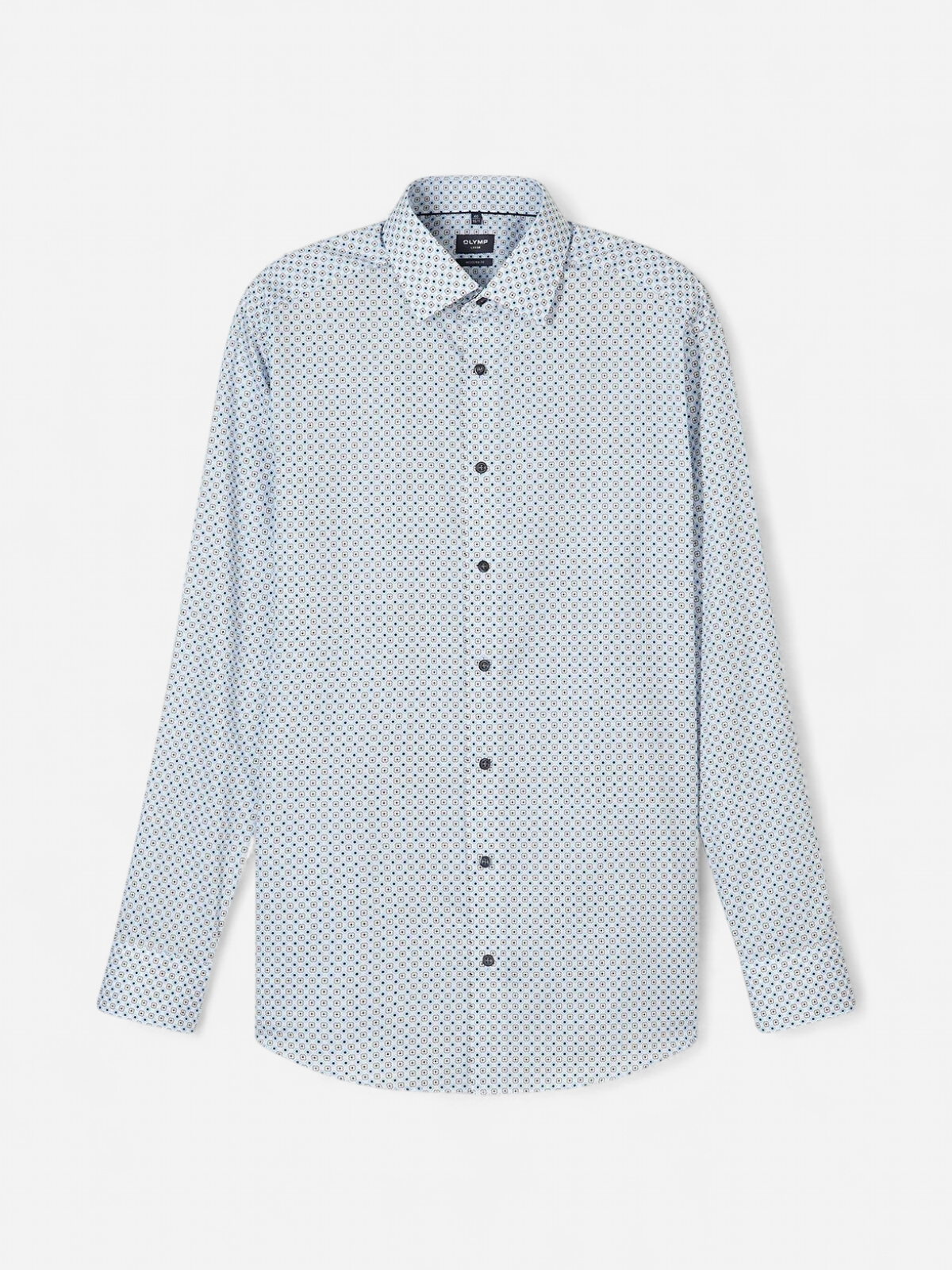 Olymp kauluspaita Luxor Modern Fit Microprinted, valkopohjainen kuosi - Kekäle.fi