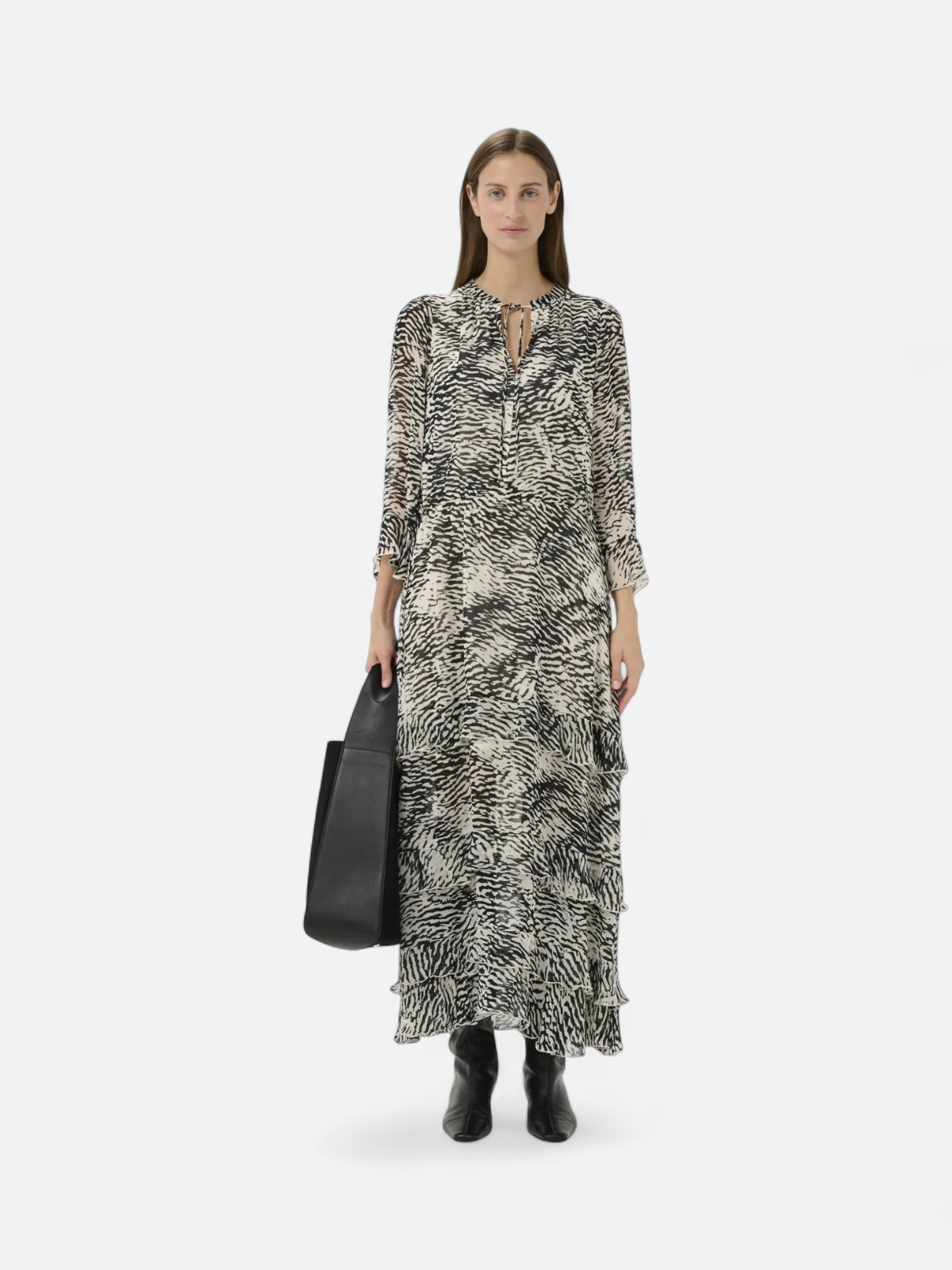 Inwear naisten mekko LyonIW Dress, Black Wavy Structure - Kekäle.fi