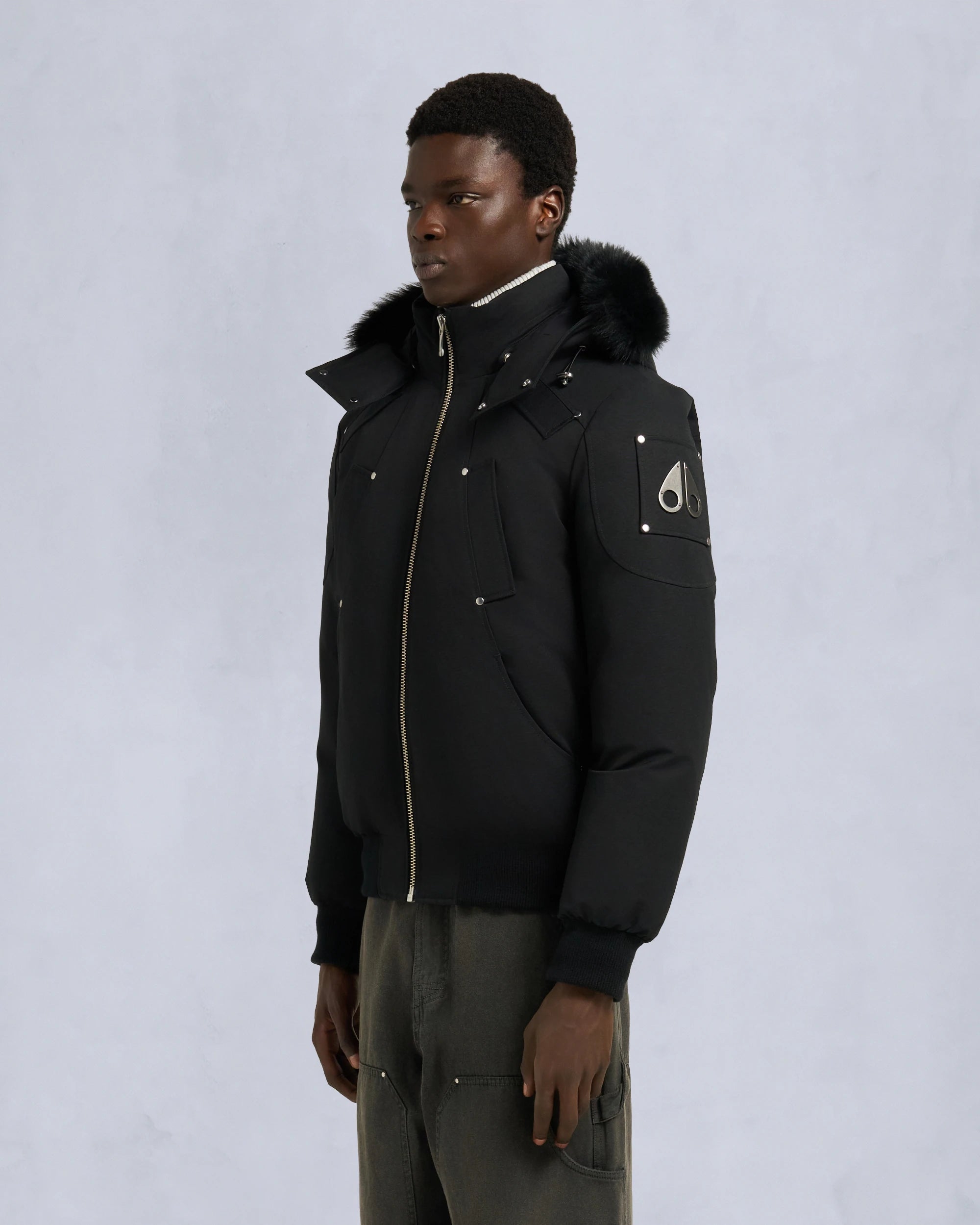 Moose Knuckles miesten toppatakit Original Ballistic Shearling Trim Bomber, musta