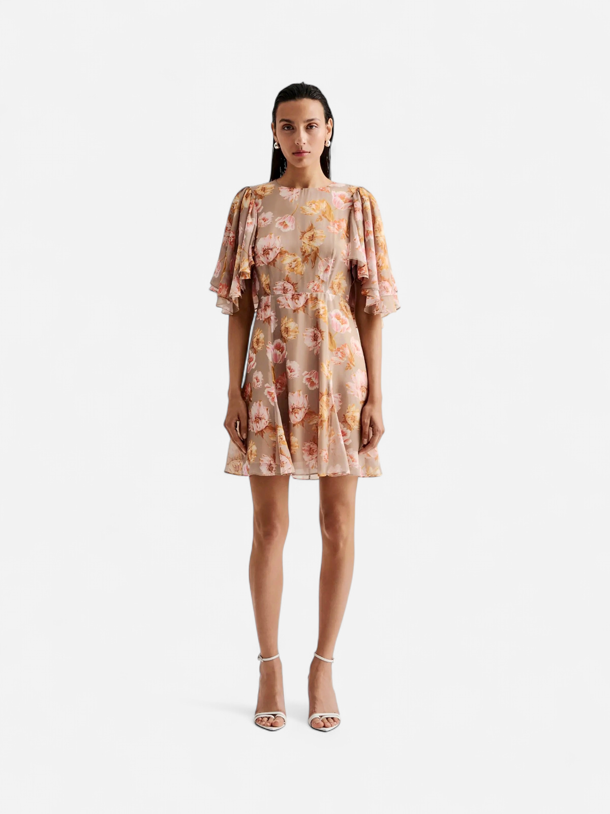 Malina naisten mekko, IDA SILK BLEND FRILL SLEEVE MINI DRESS Monivärinen Kuosi - Kekäle.fi