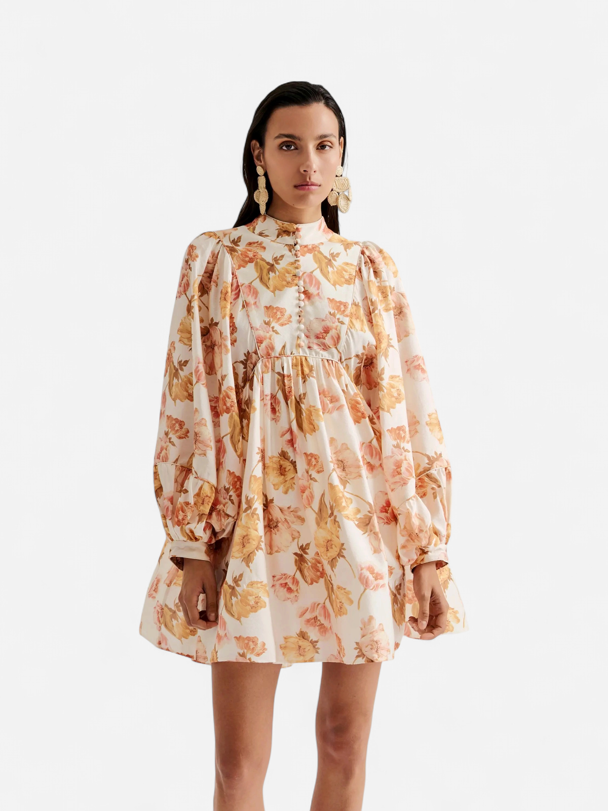 Malina naisten mekko, TYRA HIGH NECK BALLOON SLEEVE MINI DRESS Monivärinen Kuosi - Kekäle.fi
