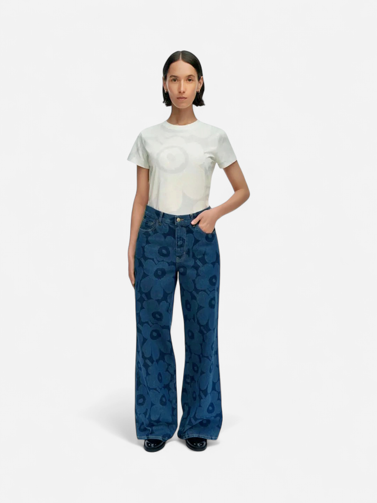 Marimekko naisten farkut Maridenim Wide Unikko Farkut, sininen indigo - Kekäle.fi